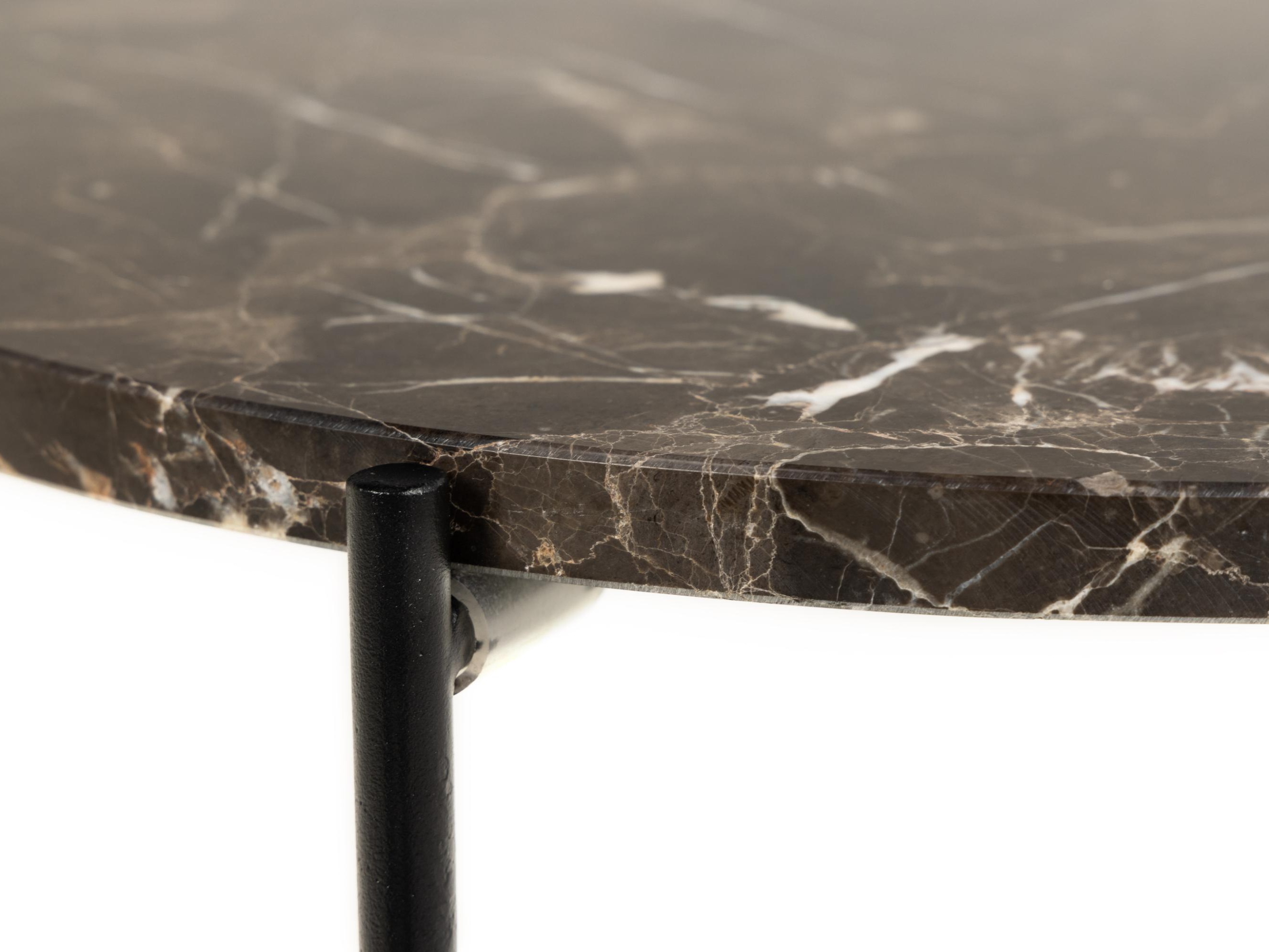 Šoninis staliukas Norsica 609 (Rudas marmuras + Juoda)