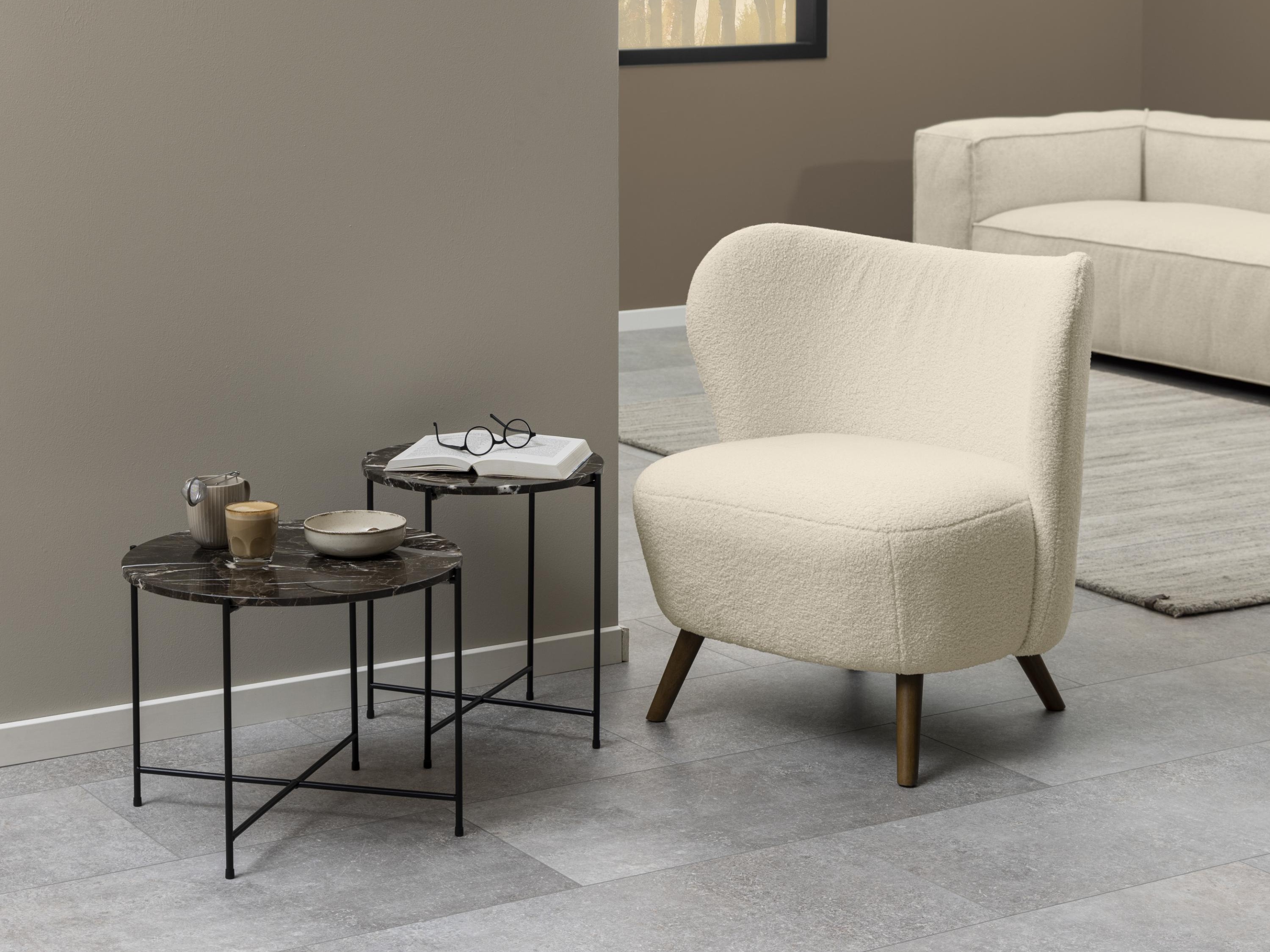 Šoninis staliukas Norsica 609 (Rudas marmuras + Juoda)