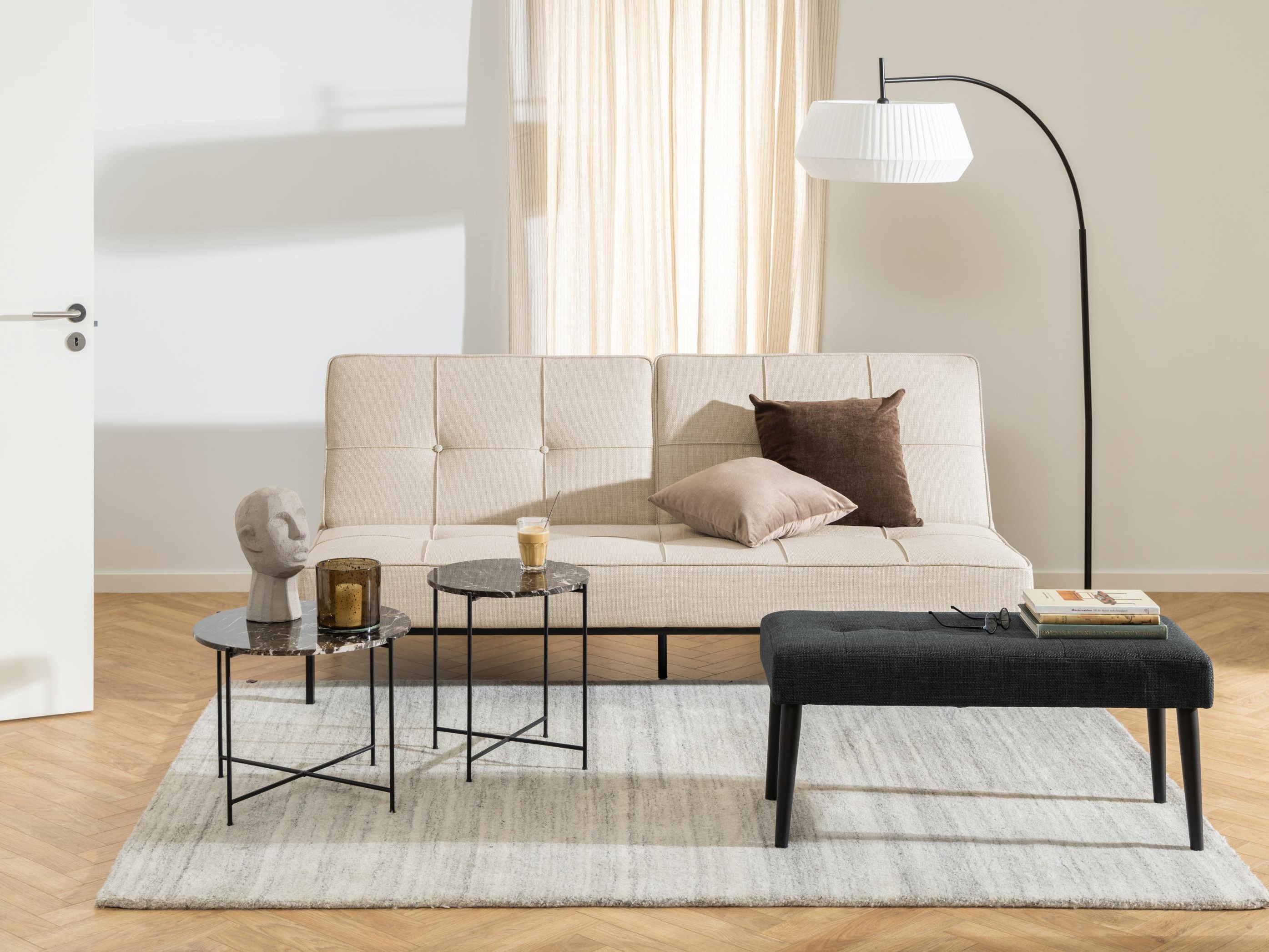 Šoninis staliukas Norsica 609 (Rudas marmuras + Juoda)