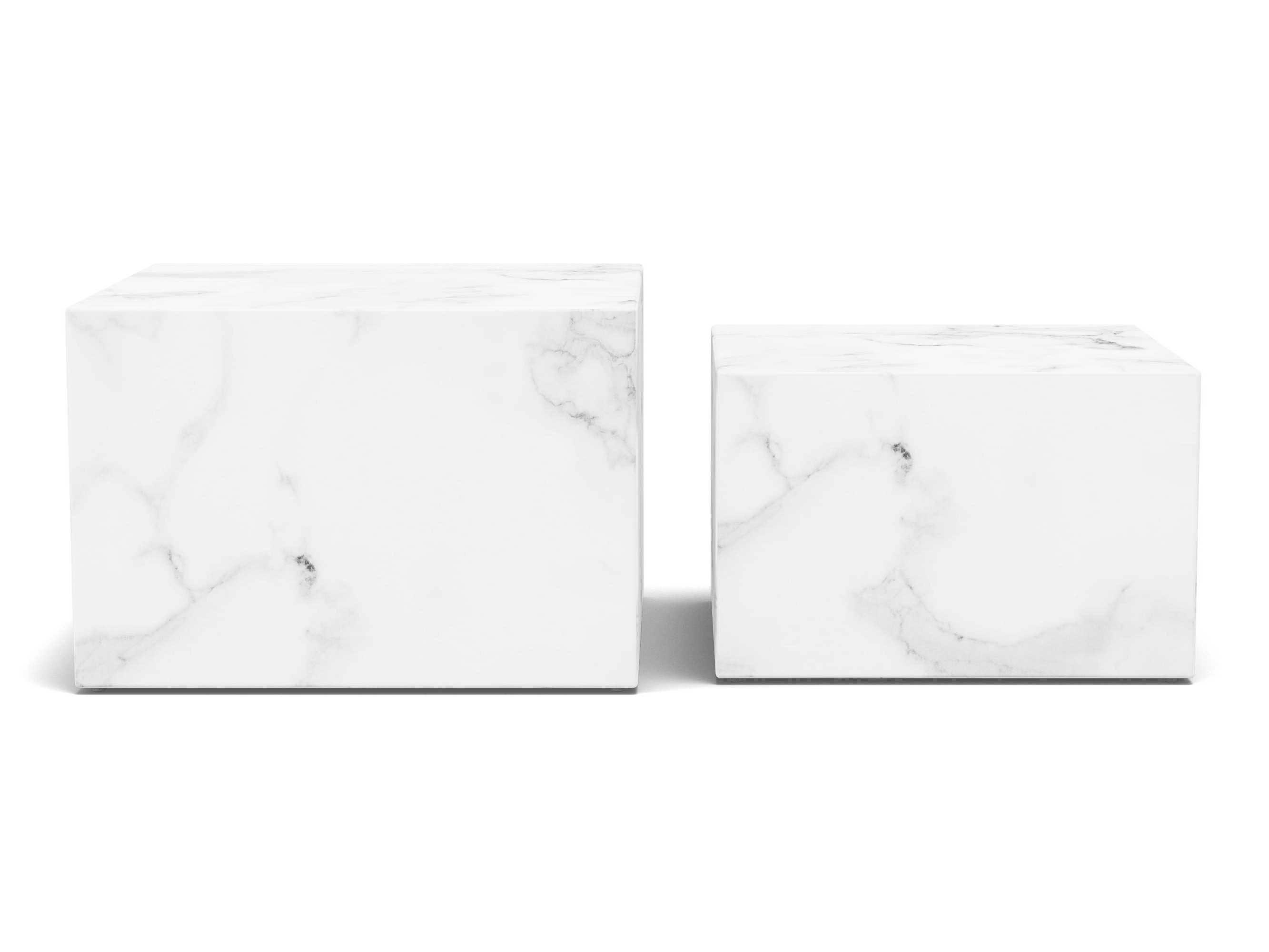 Žurnalinių staliukų komplektas Norsica 603 (Baltas marmuras)