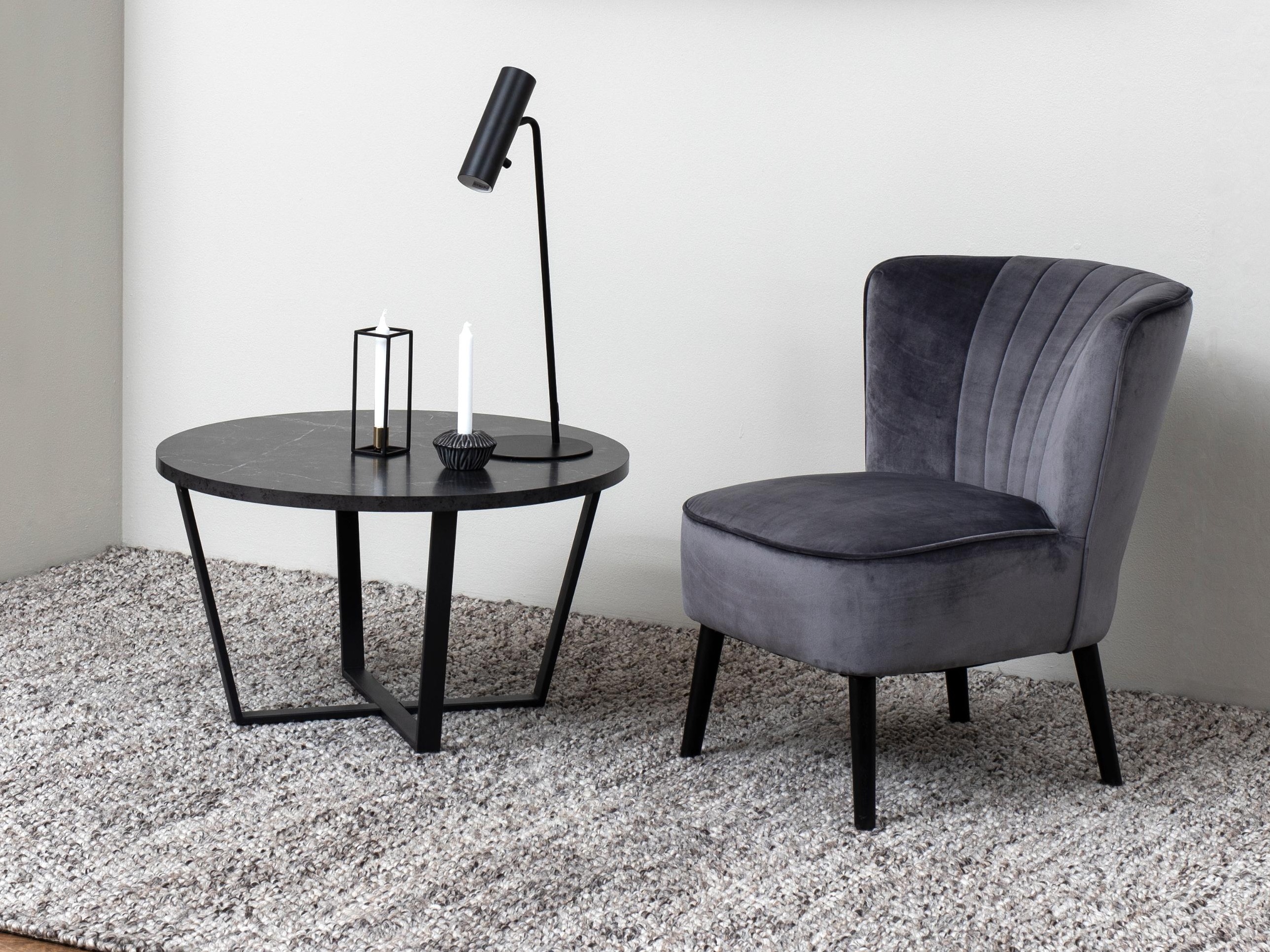 Žurnalinis staliukas Norsica 321 (Juodas marmuras + Juoda)