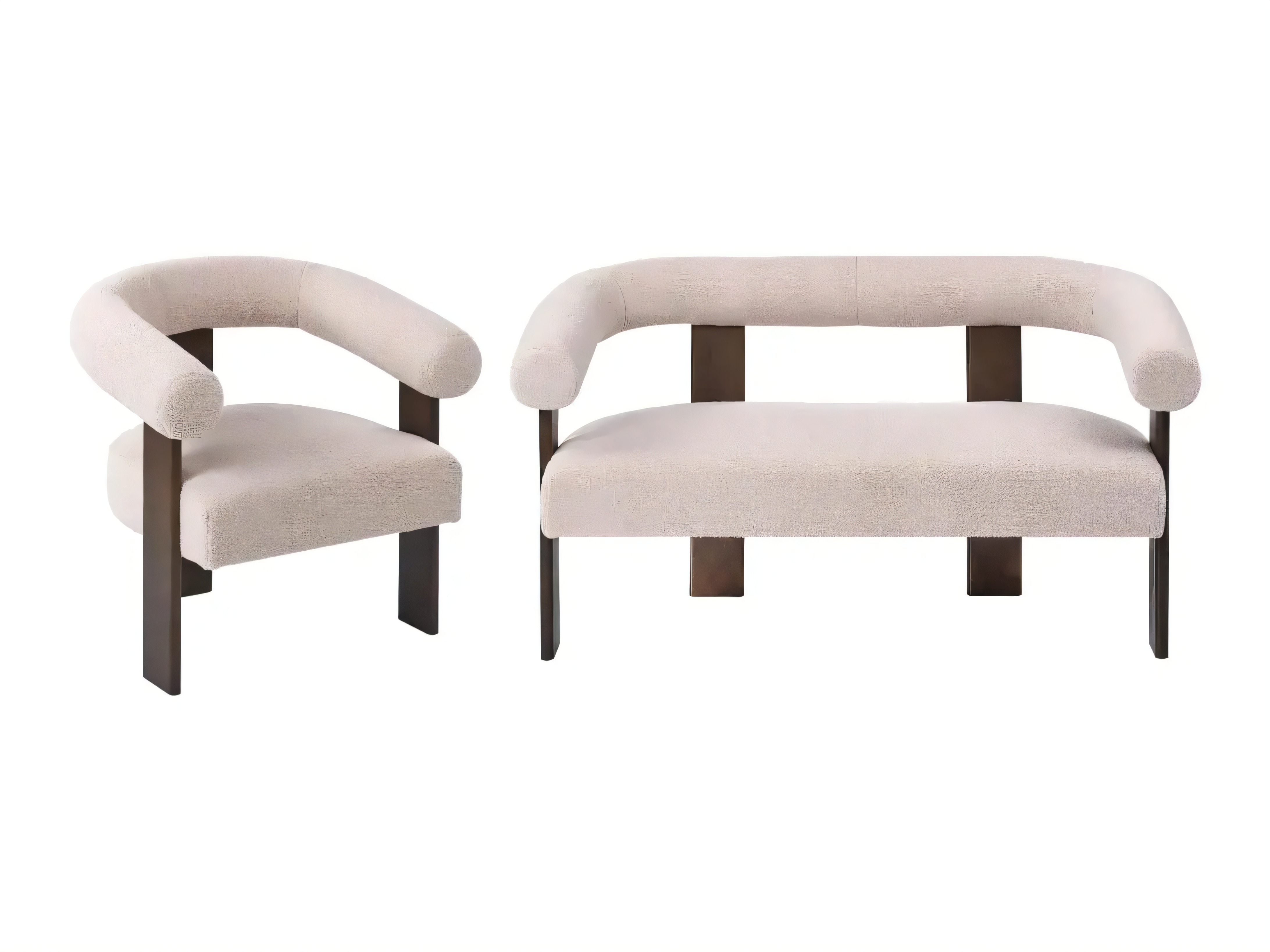 Minkštų baldų komplektas Berwyn 2710 (Smėlinė + Tamsus medis)