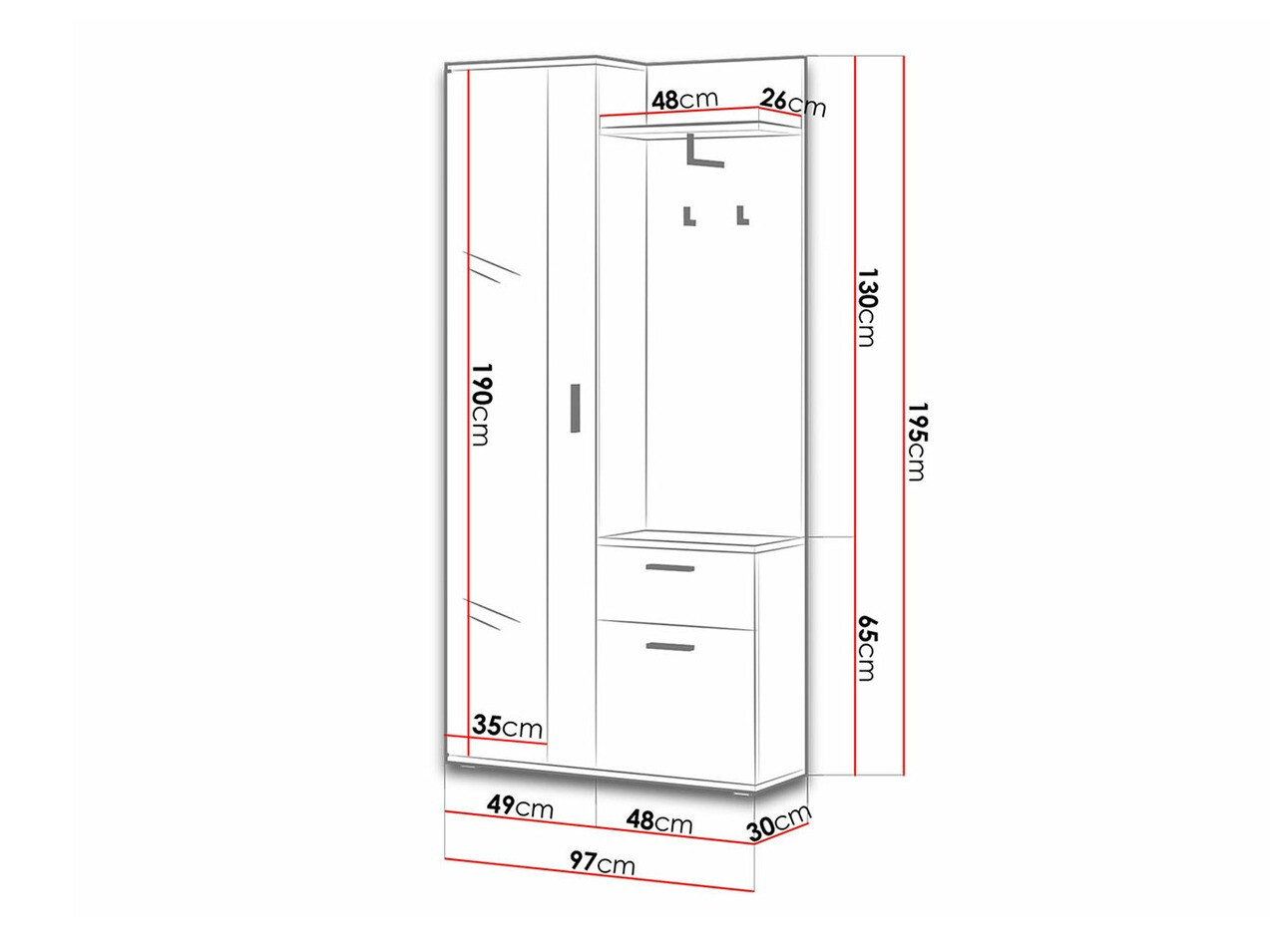 Prieškambario komplektas ST8653 su pažeista pakuote