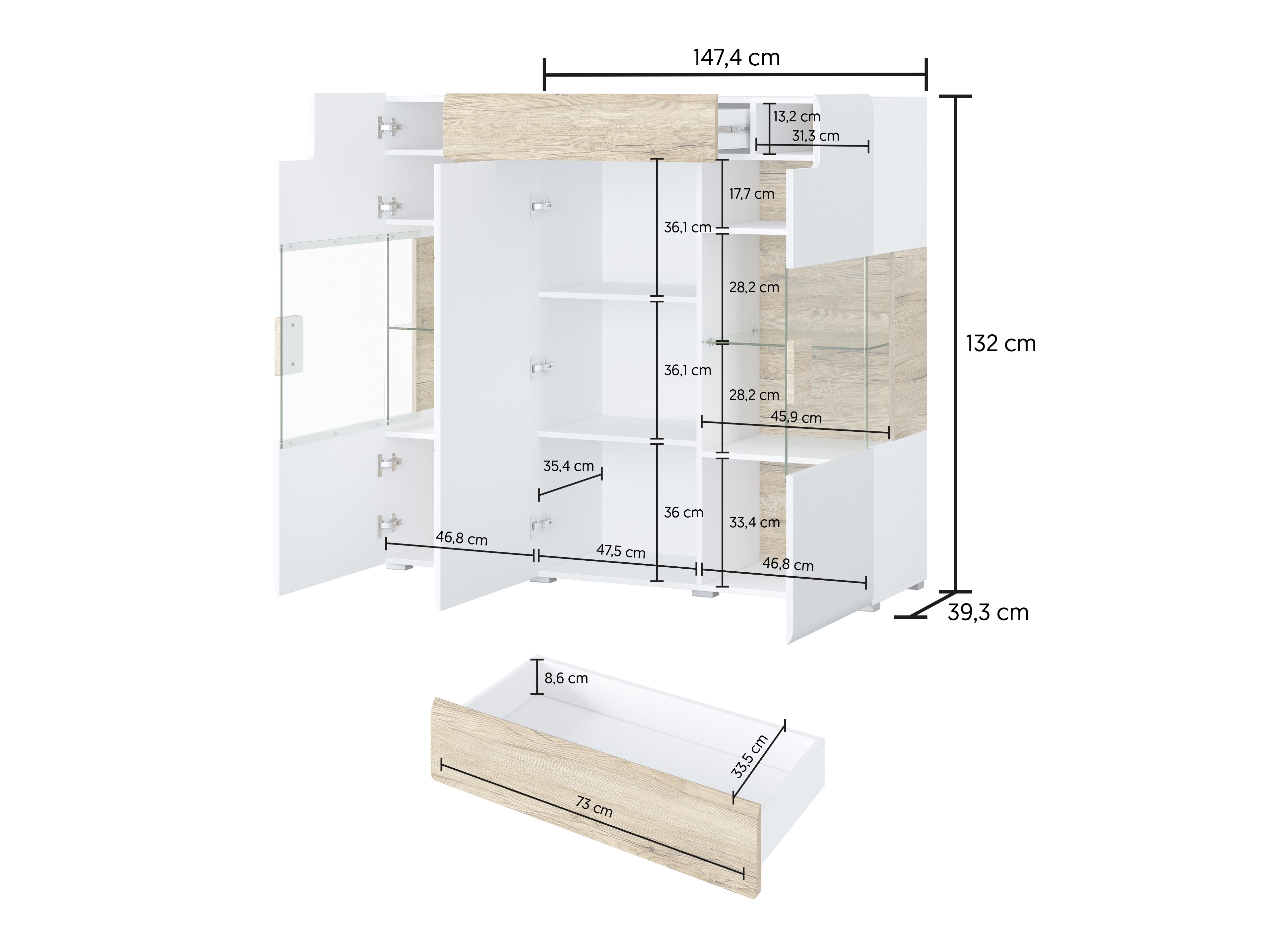 Spintelė Torsone 100 (Balta + Blizgi balta + San Remo ąžuolas)