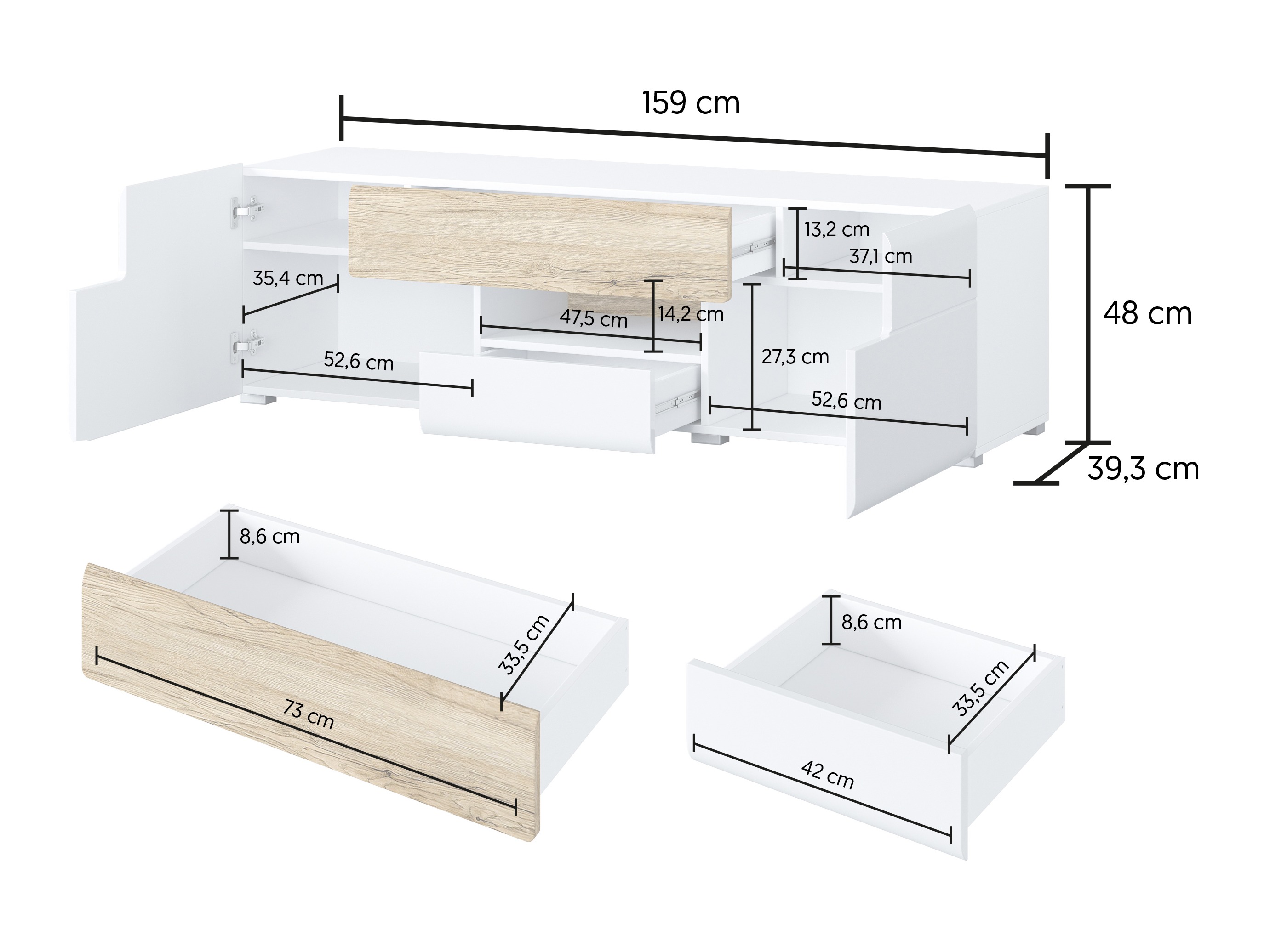TV staliukas Torsone 101 (Antracitas + Gloss antracitas + Grandson ąžuolas)