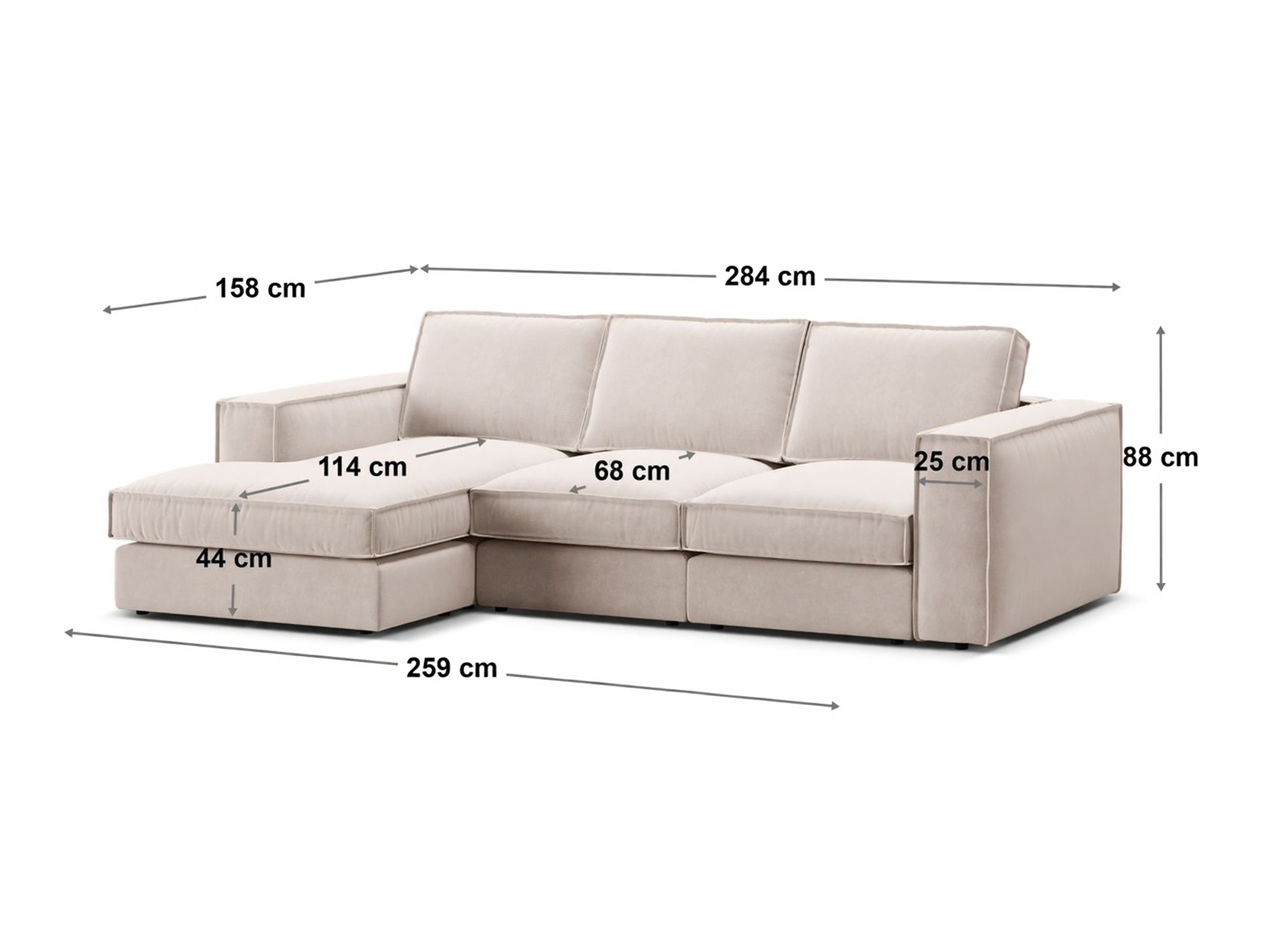 Modulinis minkštas kampas Dalodei 110 (Babel White)