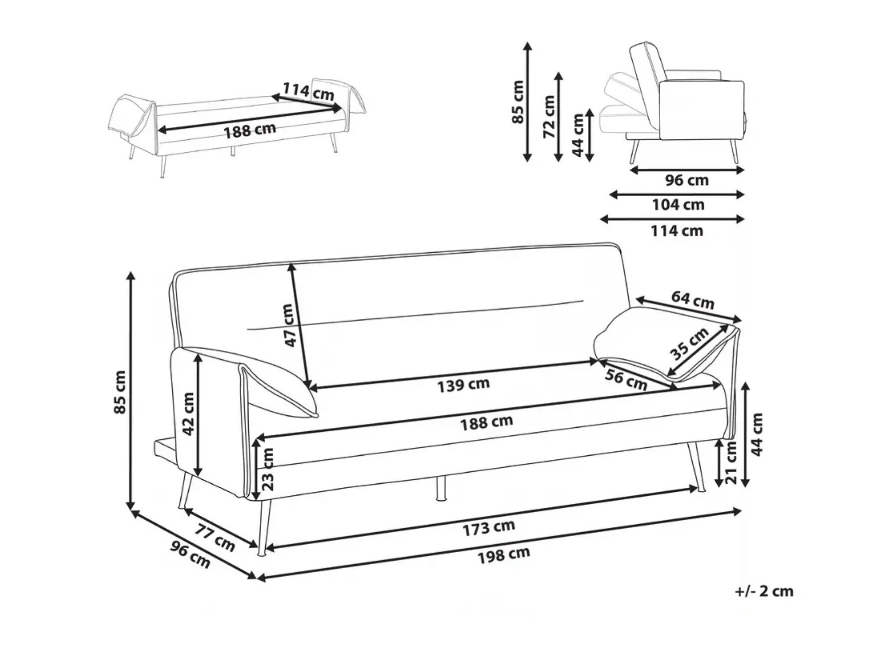 Sofa lova Berwyn 3284 (Šviesi ruda)
