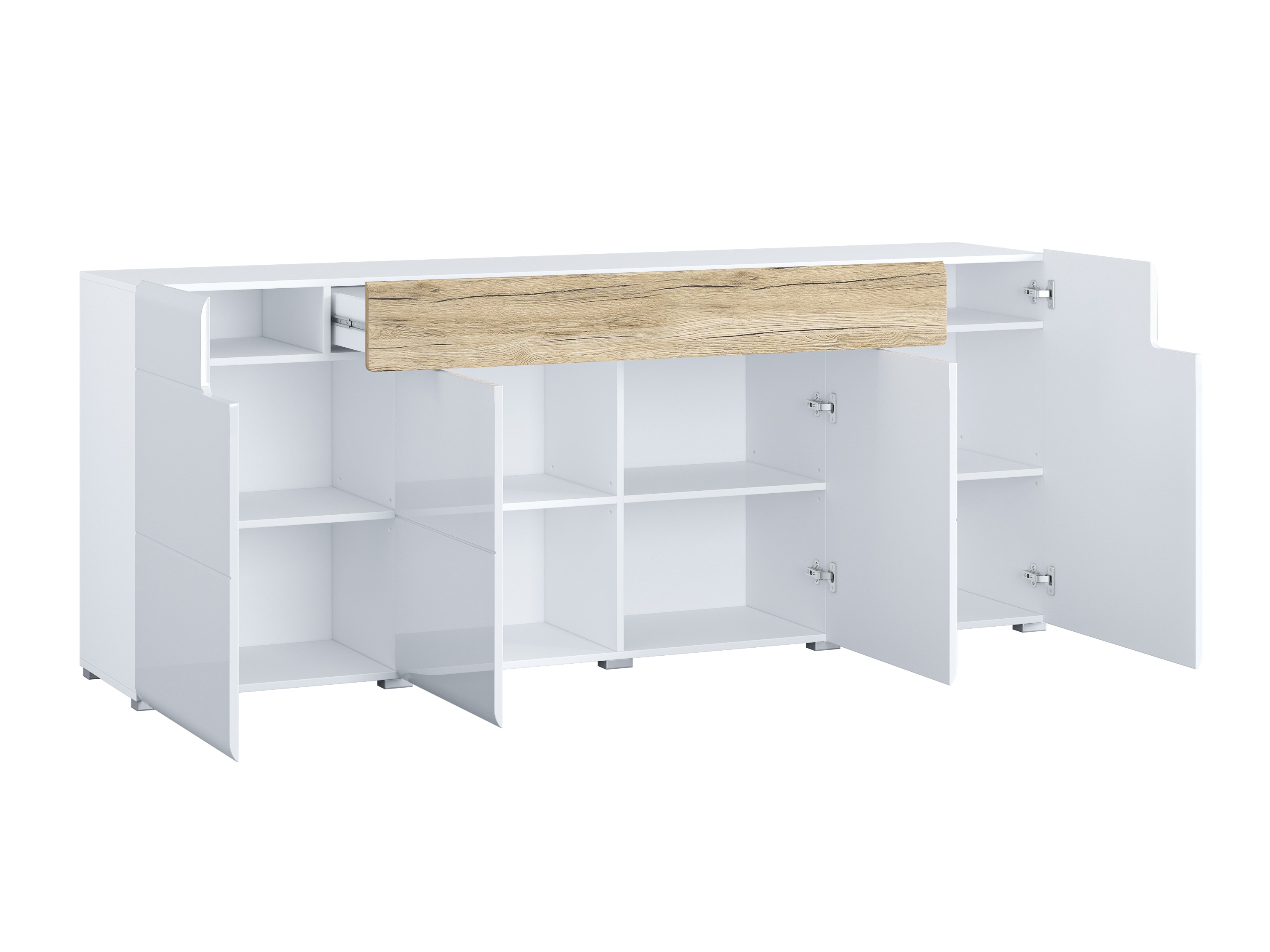 Komoda Torsone 102 (Balta + Blizgi balta + San Remo ąžuolas)