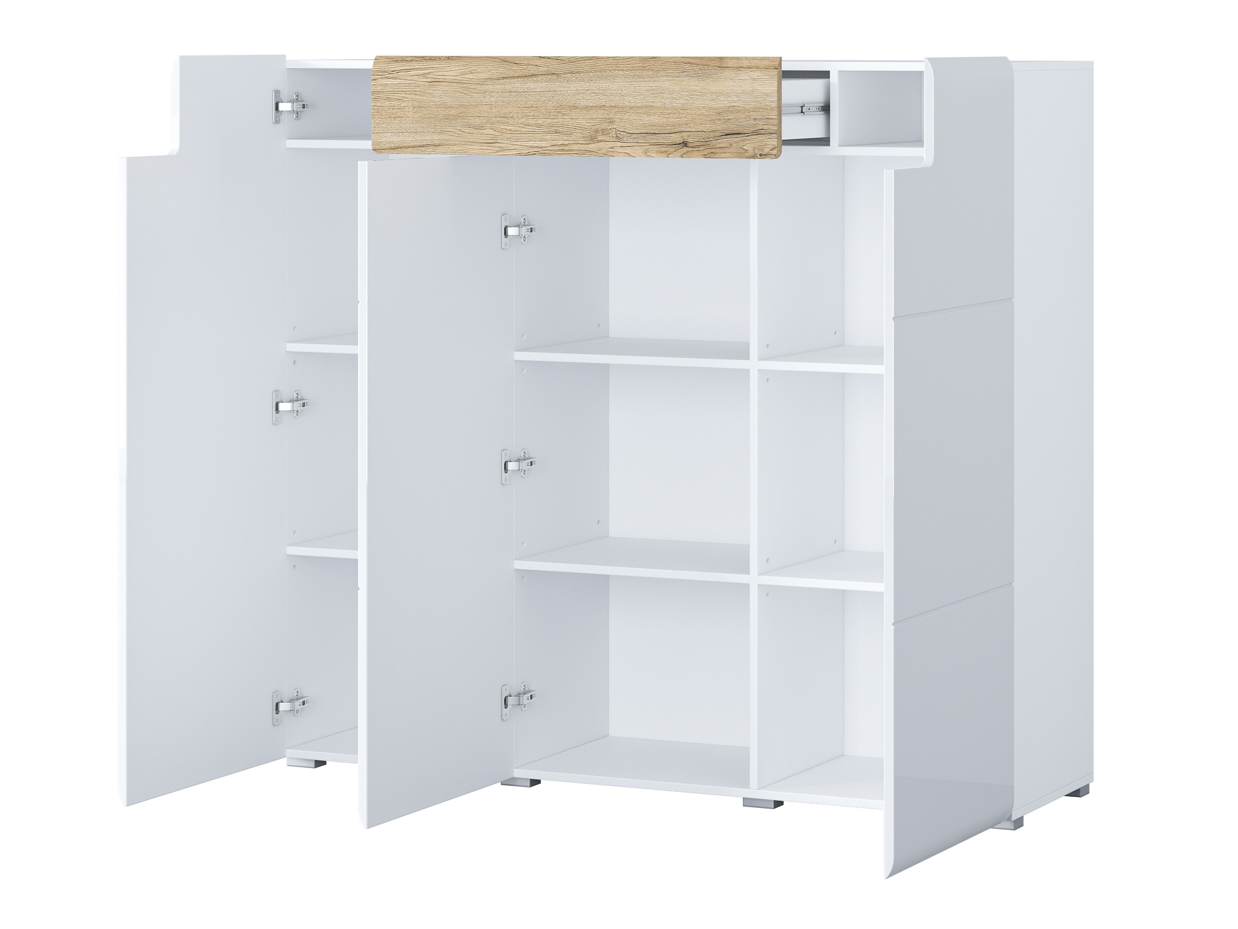 Komoda Torsone 112 (Balta + Blizgi balta + San Remo ąžuolas)