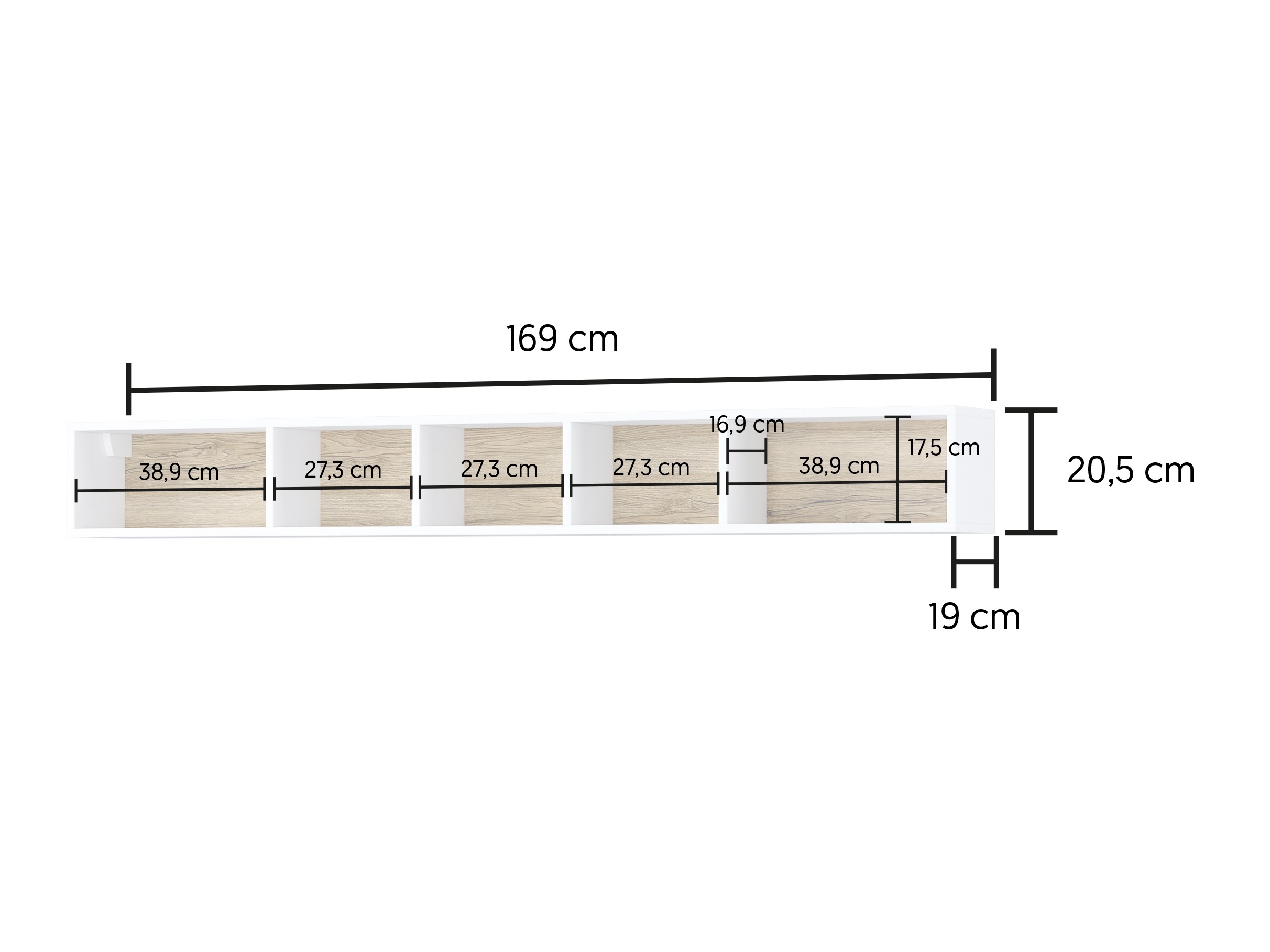 Pakabinama lentyna Torsone 105 (Antracitas + Grandson ąžuolas)