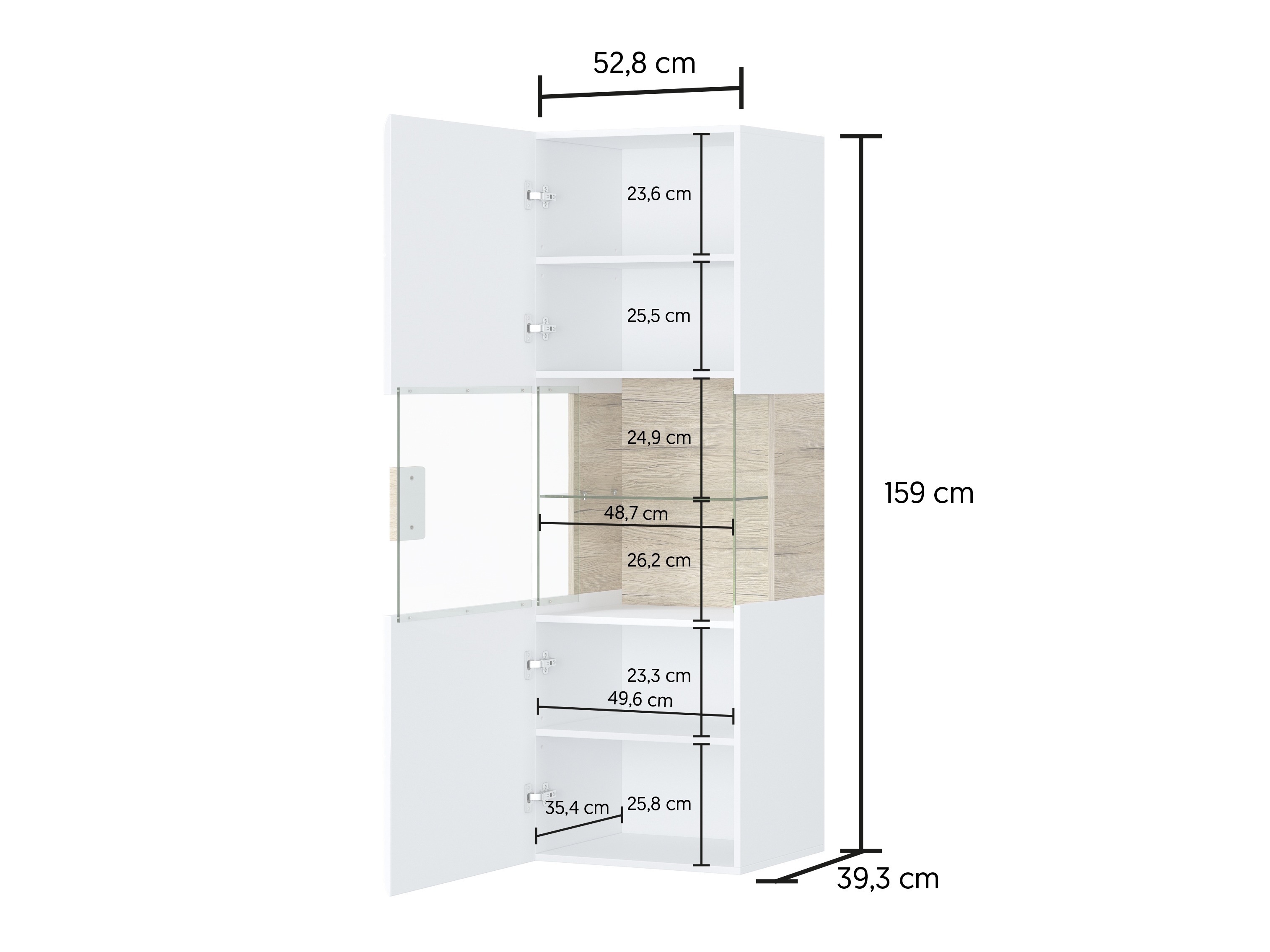 Pakabinama lentyna Torsone 109 (Balta + Blizgi balta + San Remo ąžuolas)