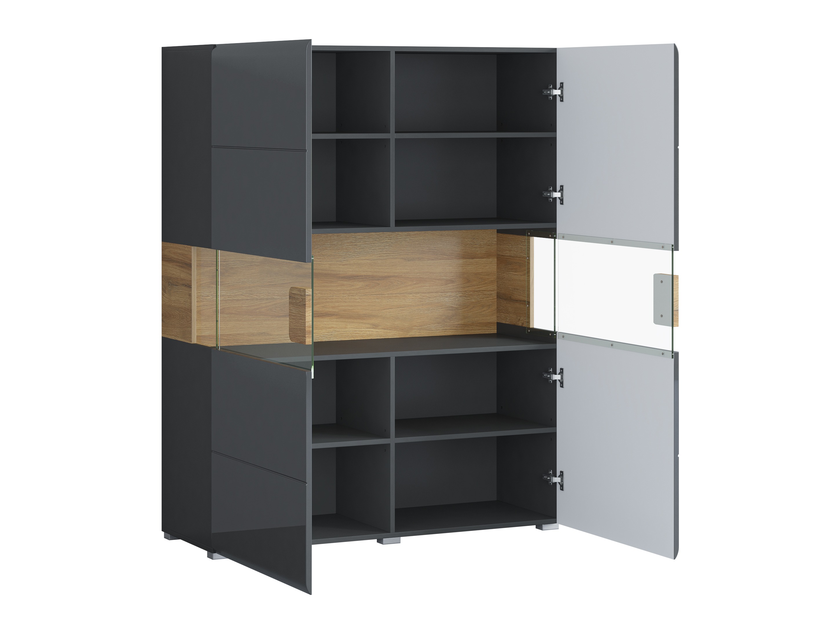 Svetainės komplektas Torsone 104 (Antracitas + Gloss antracitas + Grandson ąžuolas)