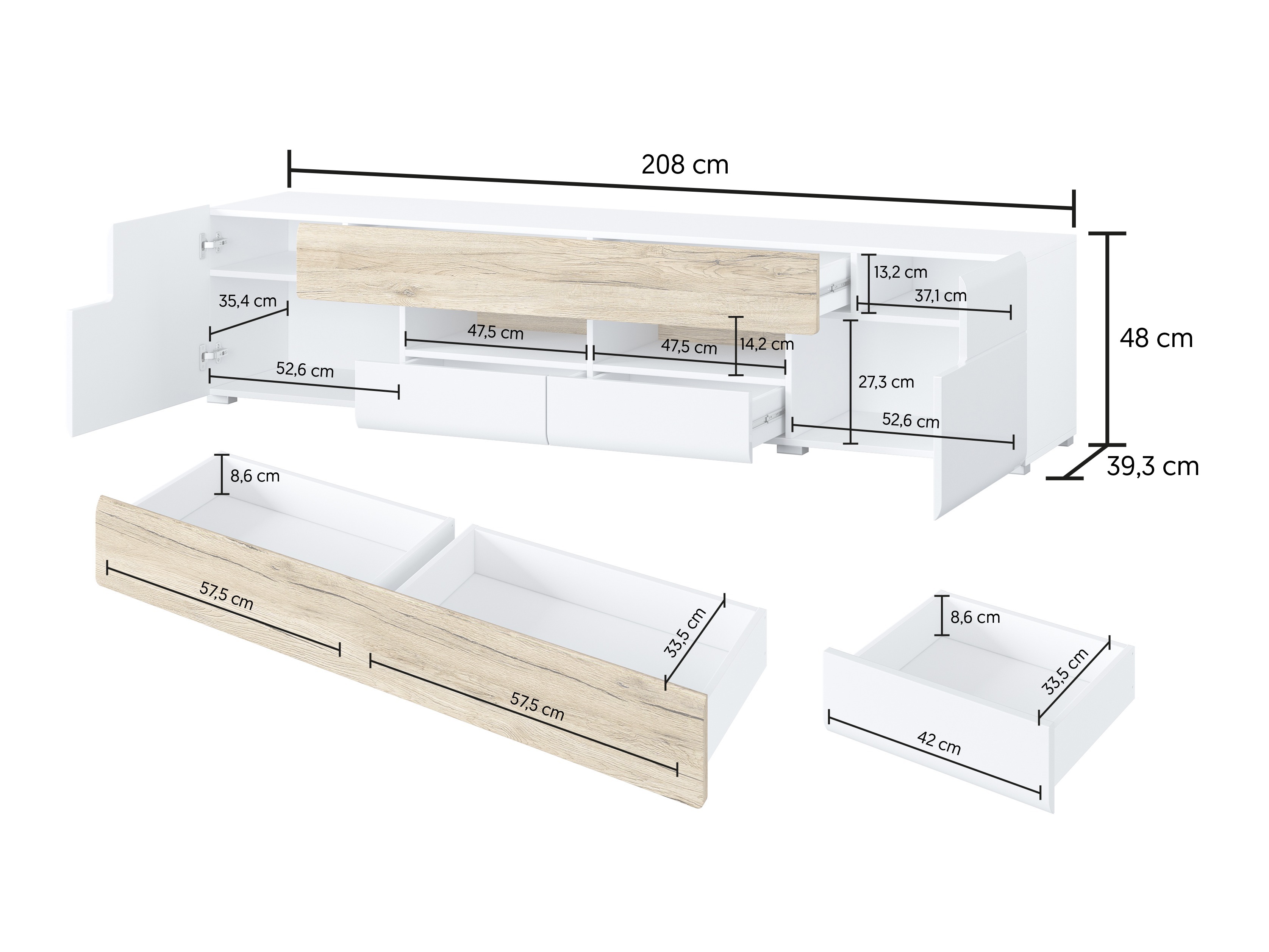 TV staliukas Torsone 113 (Antracitas + Gloss antracitas + Grandson ąžuolas)