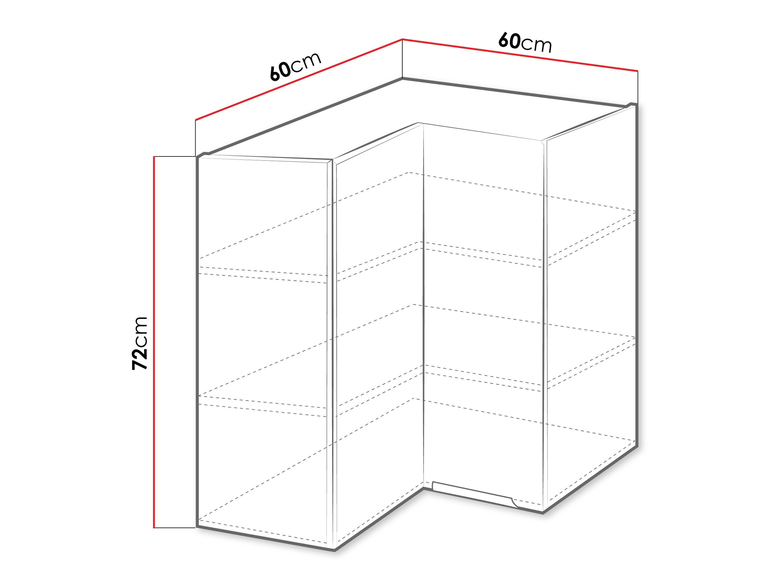 Modulinė pakabinama kampinė spintelė Sole 143