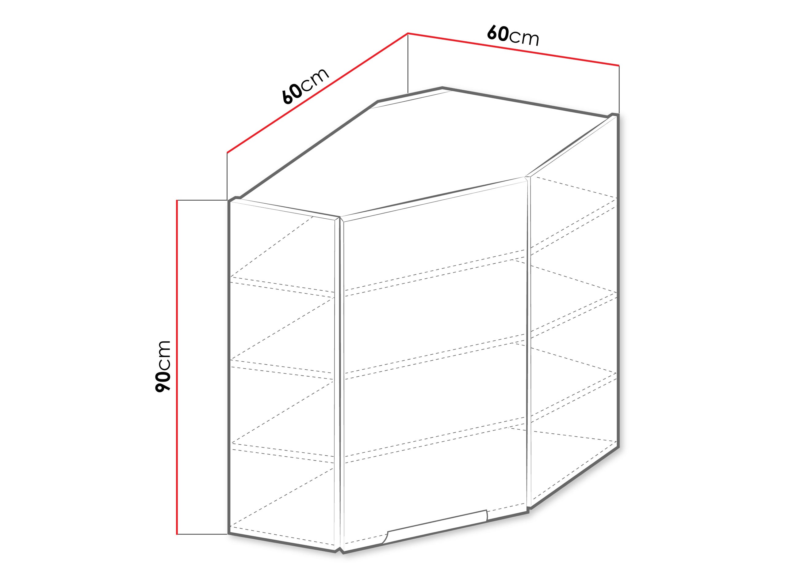 Modulinė pakabinama kampinė spintelė Sole 144