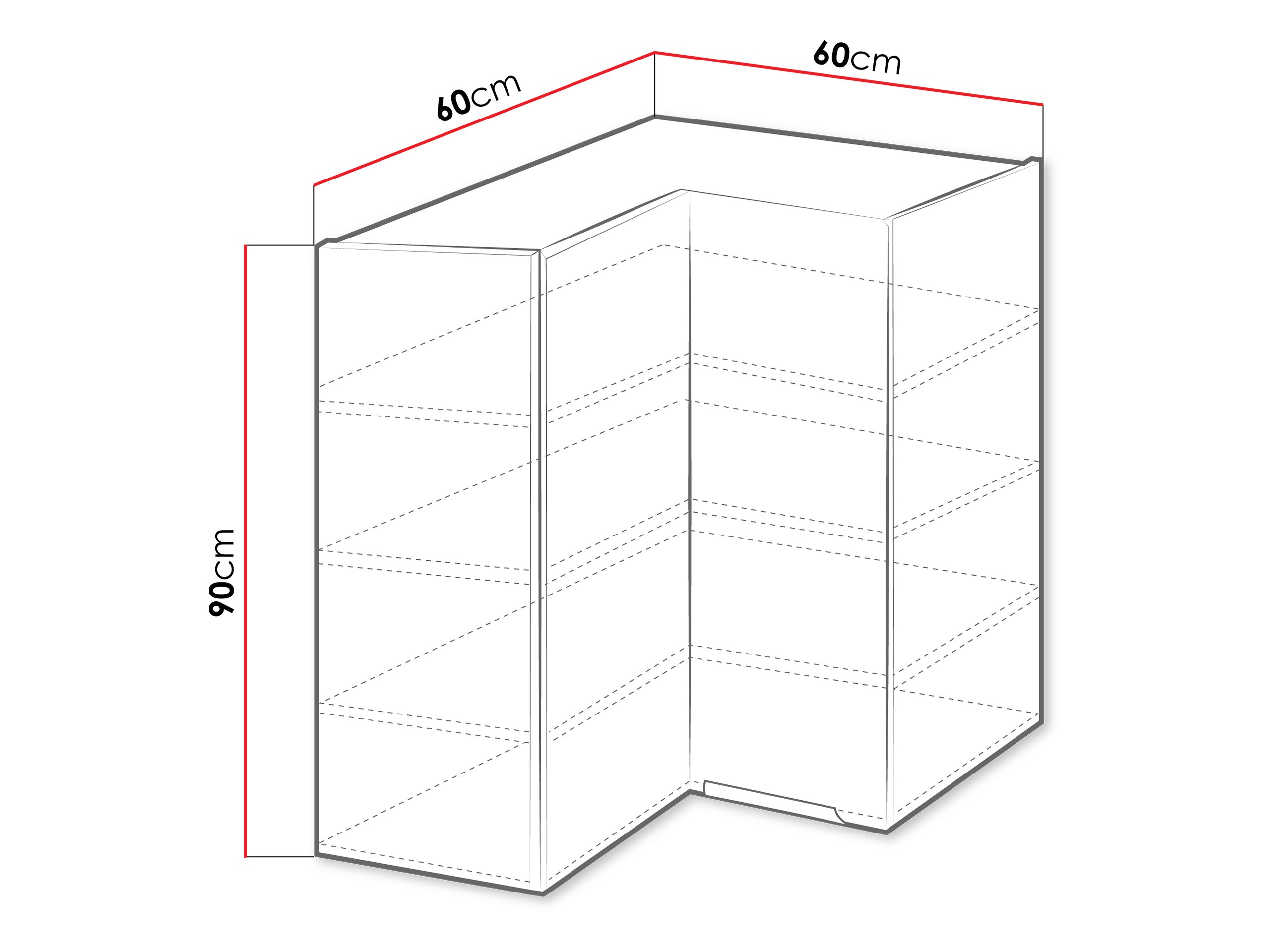 Modulinė pakabinama kampinė spintelė Sole 145