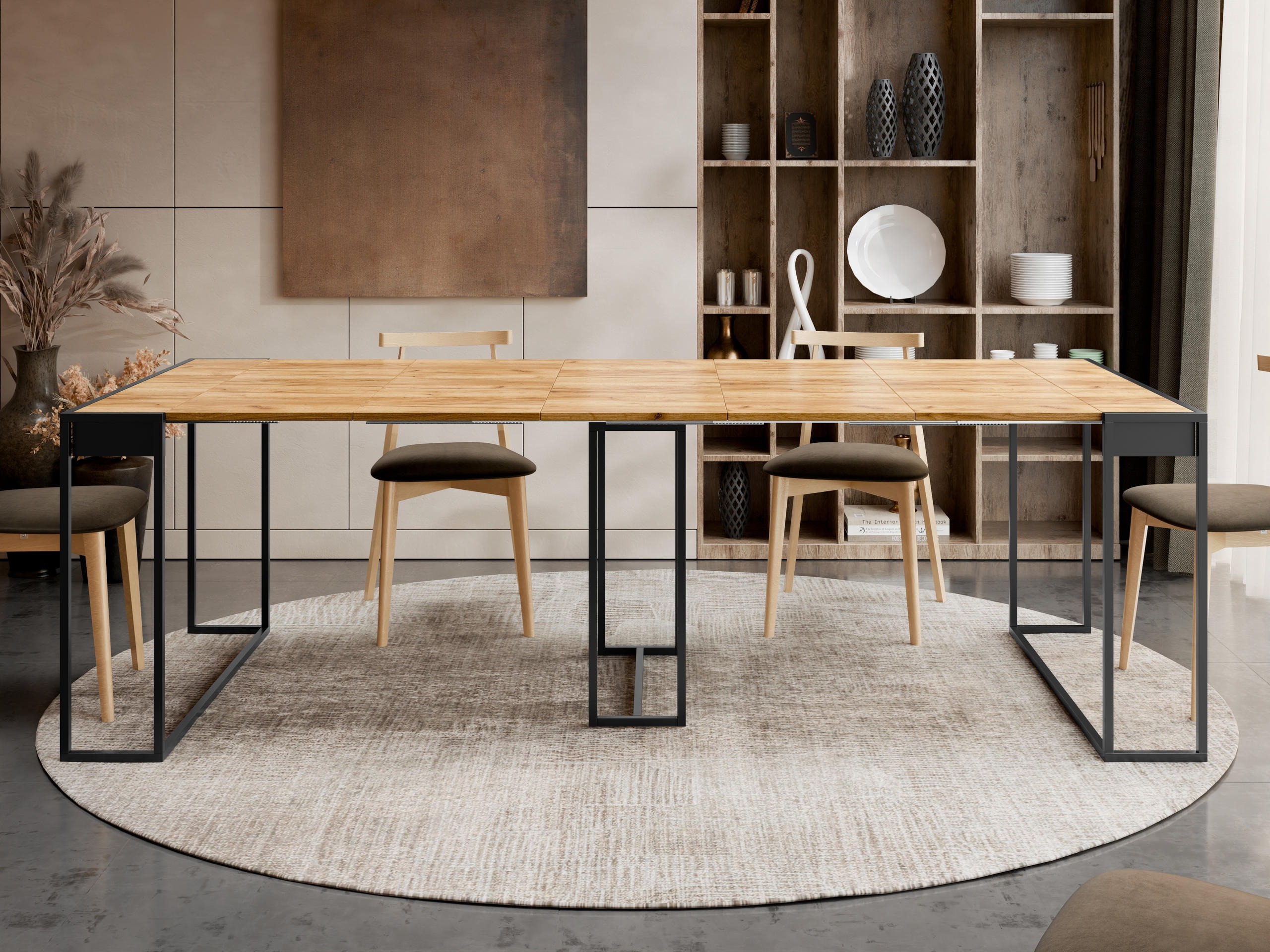 Sulankstomas stalas Oswego 180 (Juoda + Craft ąžuolas)