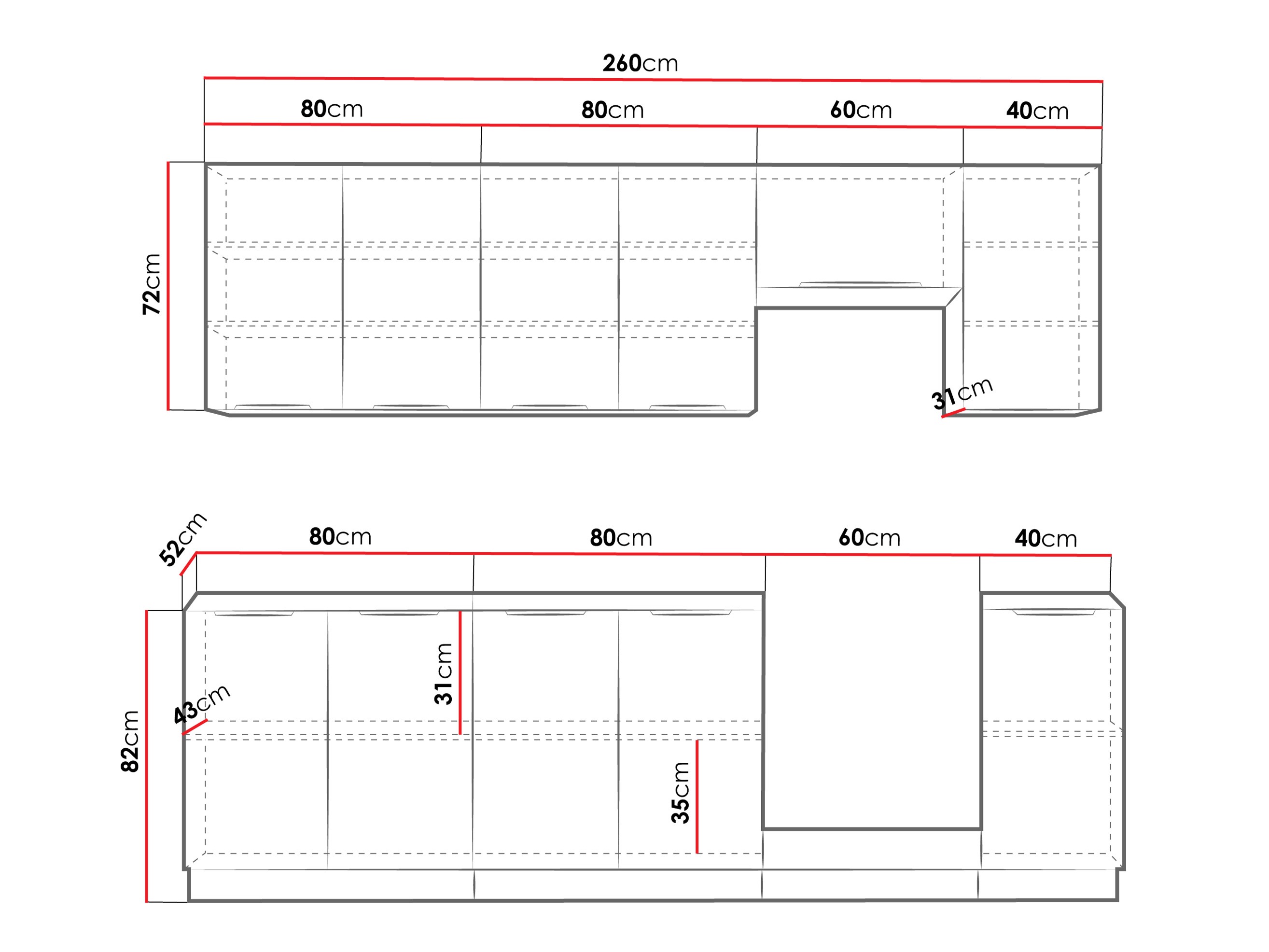 Modulinis virtuvės komplektas Sole 158