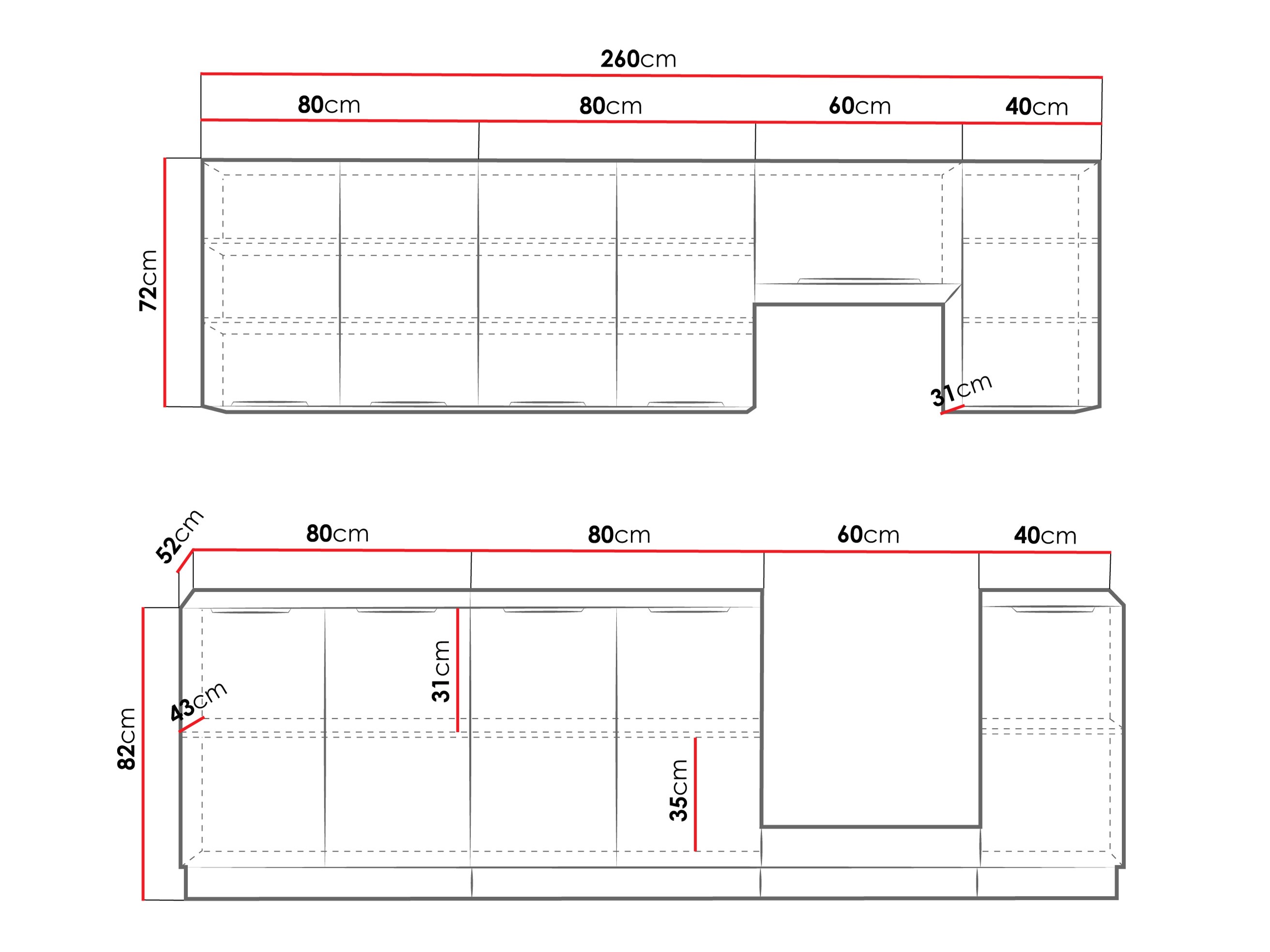 Modulinis virtuvės komplektas Sole 158