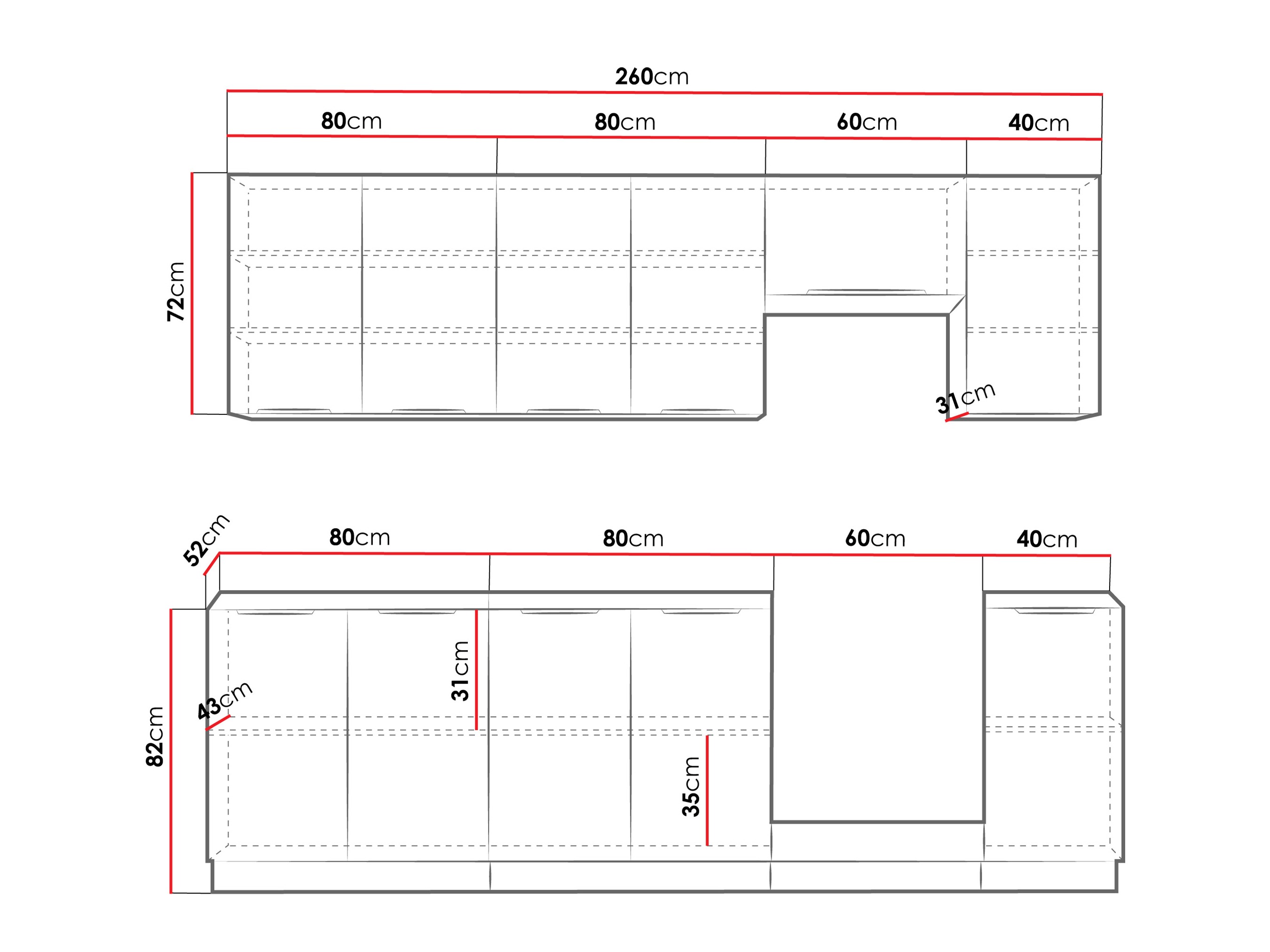 Modulinis virtuvės komplektas Sole 158