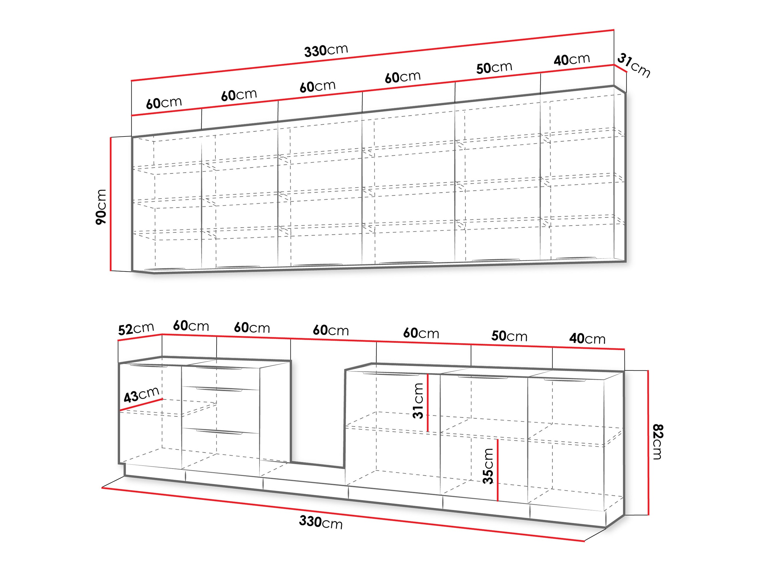 Modulinis virtuvės komplektas Sole 159