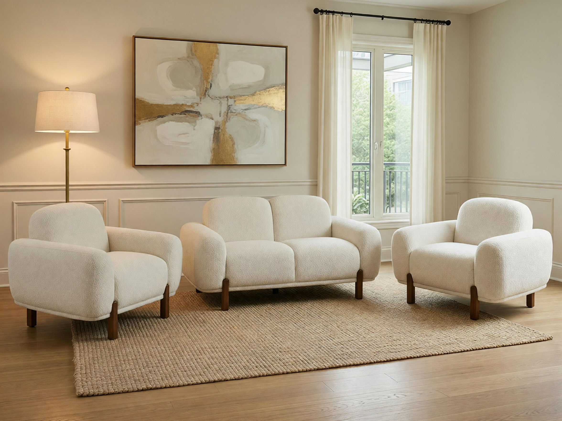 Minkštų baldų komplektas Berwyn 3307 (Balta)