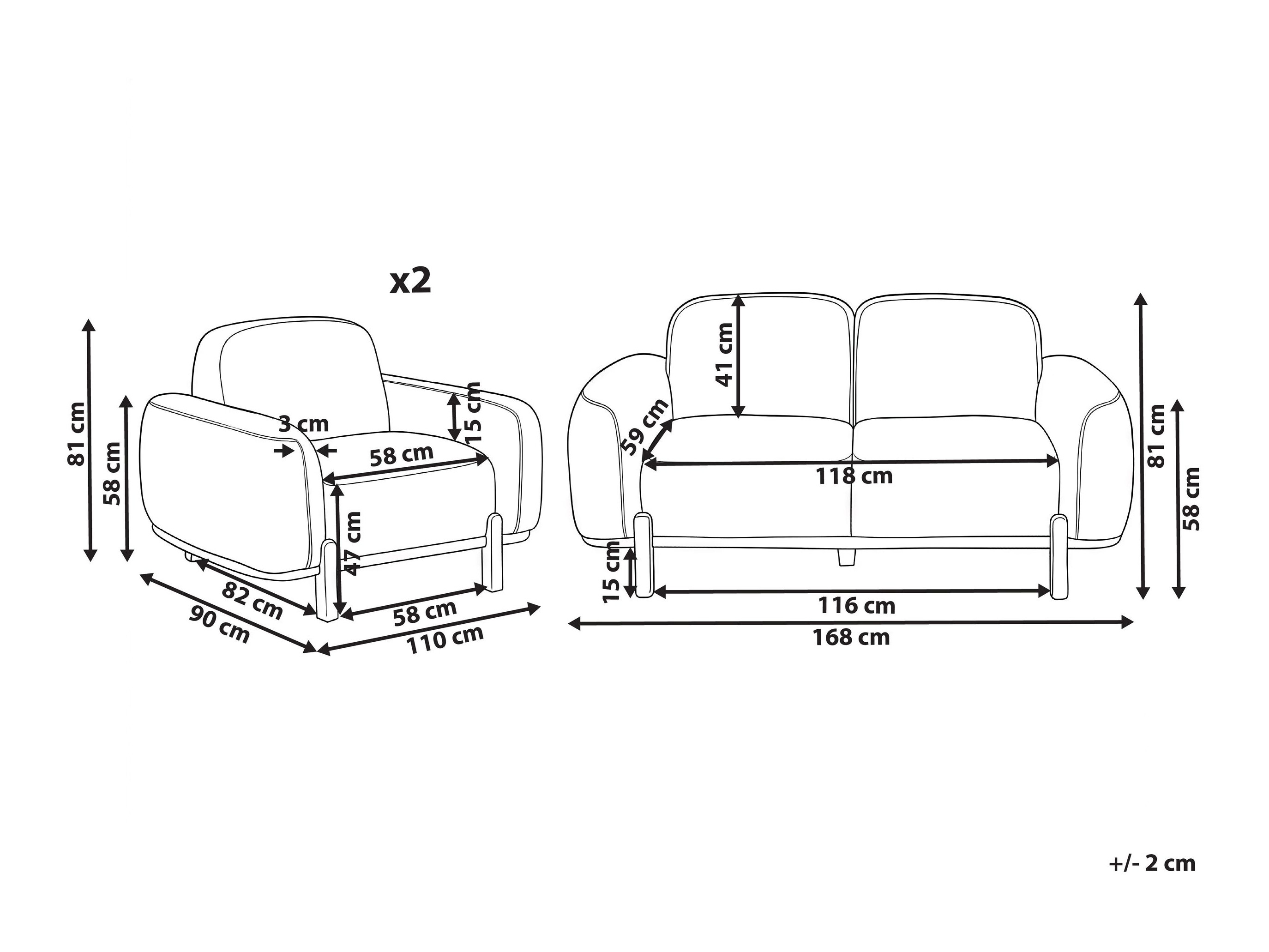 Minkštų baldų komplektas Berwyn 3307 (Balta)