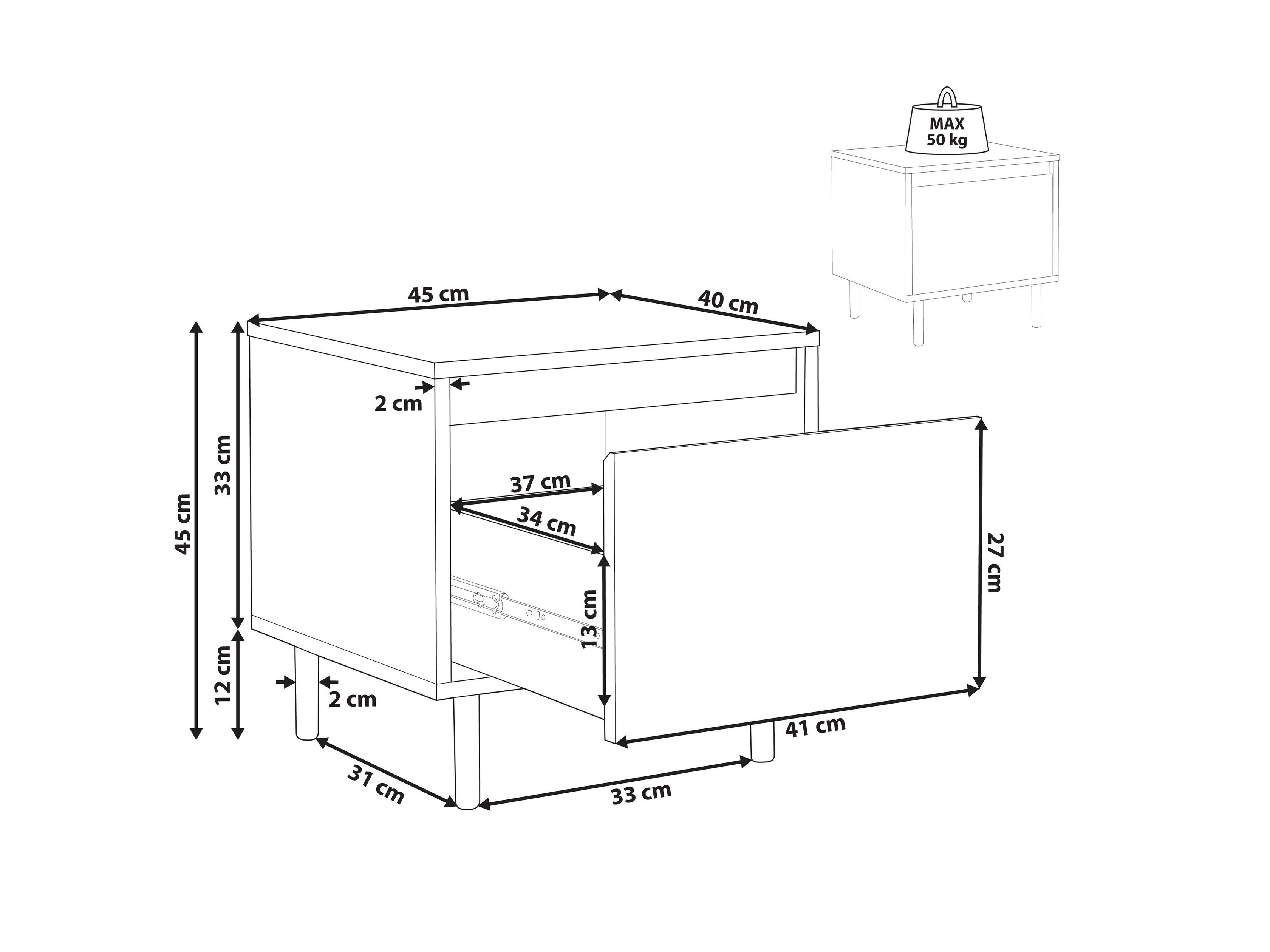 Naktinis staliukas Berwyn 3309 (Tamsus medis)