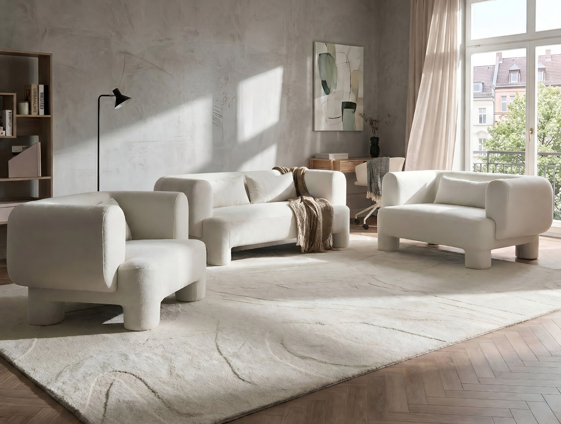 Minkštų baldų komplektas Cavsali 104 (Balta)