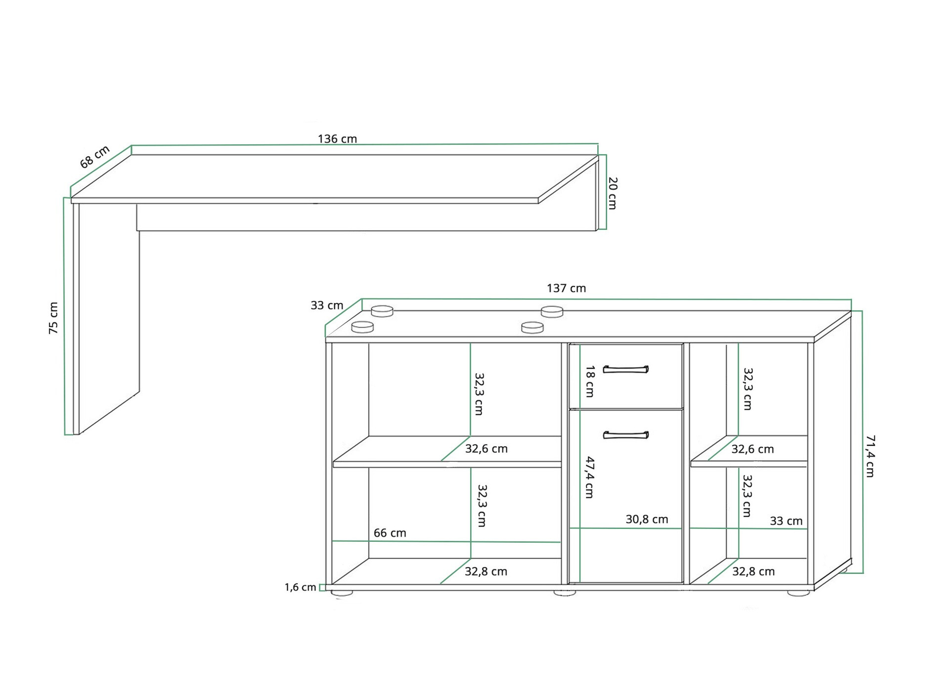 Kampinis darbo stalas ST8685