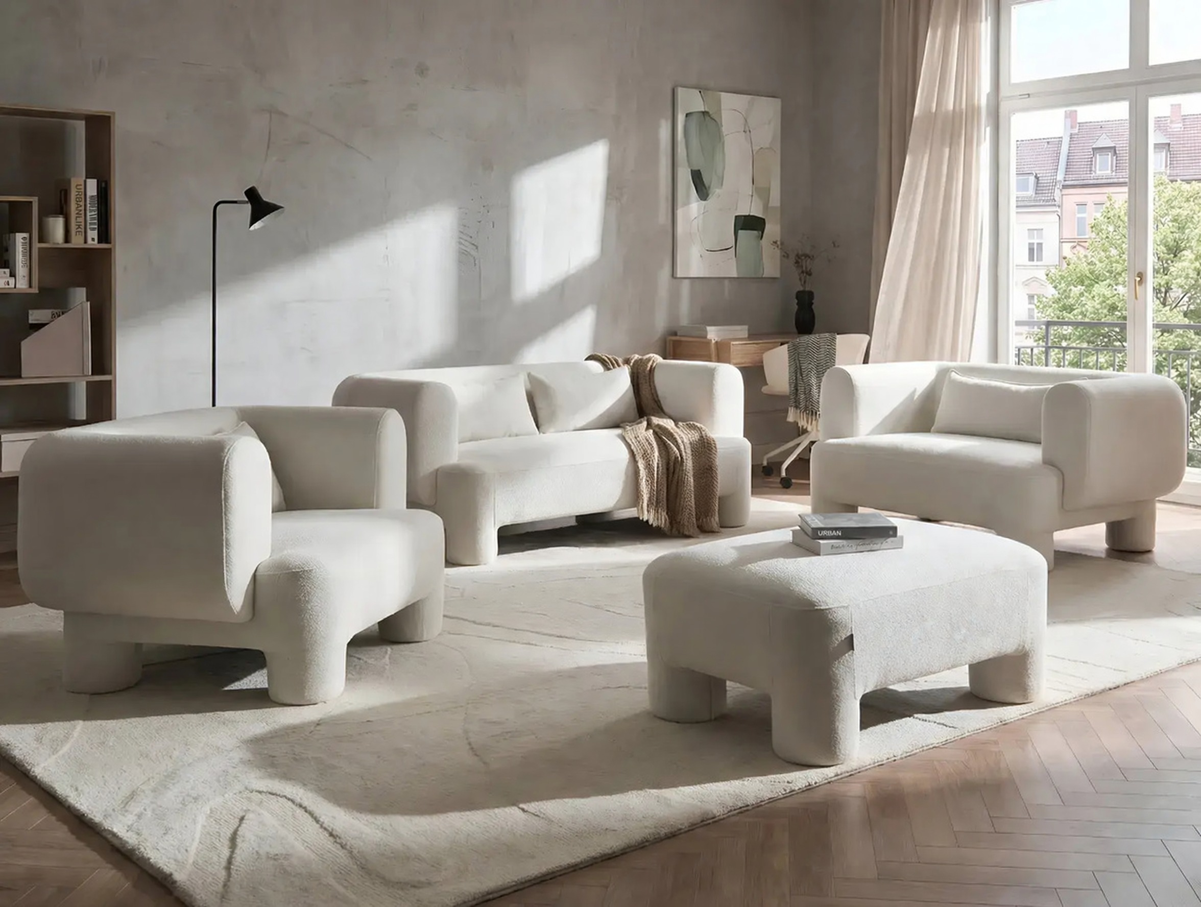 Minkštų baldų komplektas Cavsali 105 (Balta)