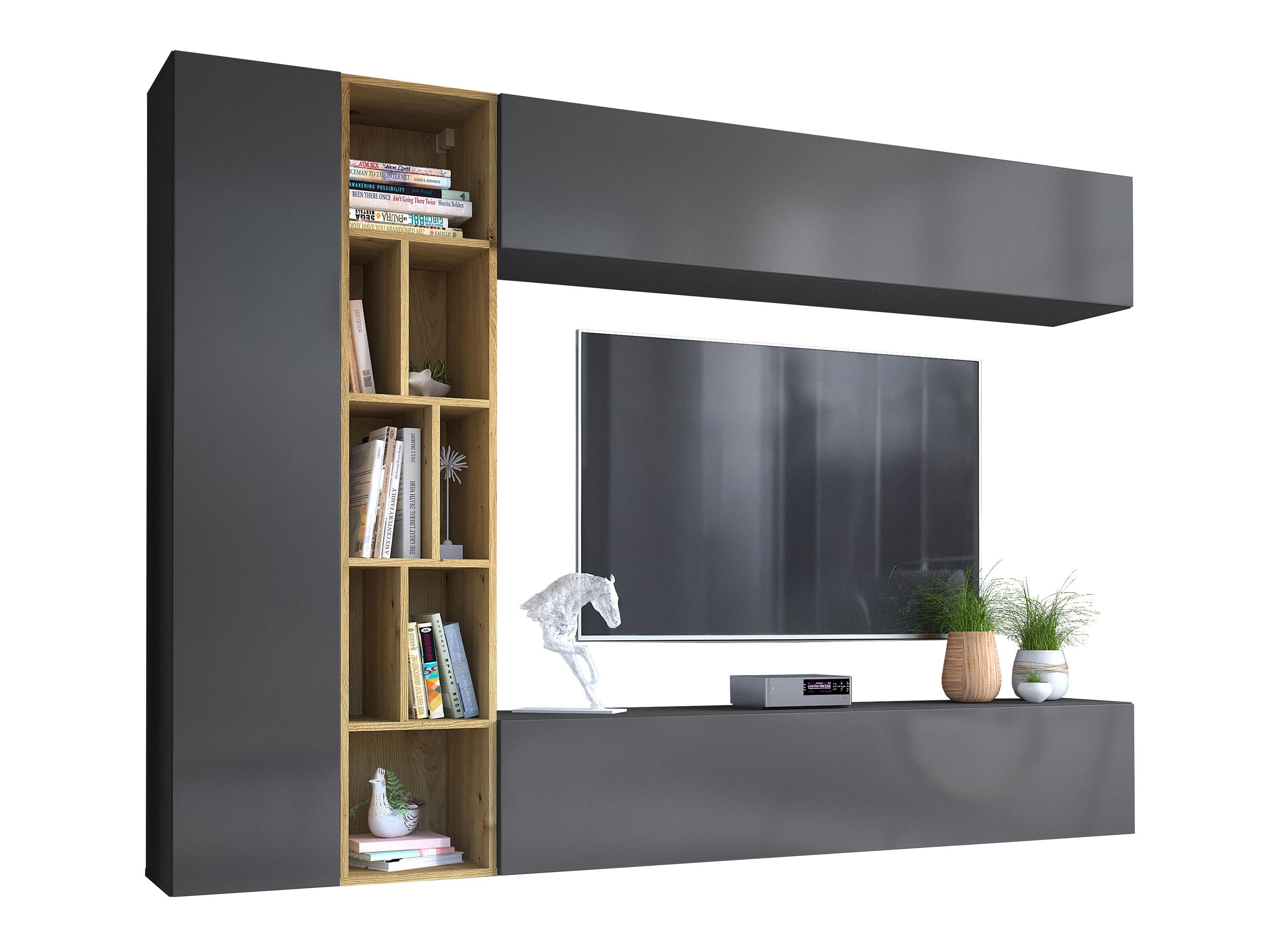 Svetainės komplektas Comfivo Natura (Pilka + Artisan ąžuolas)