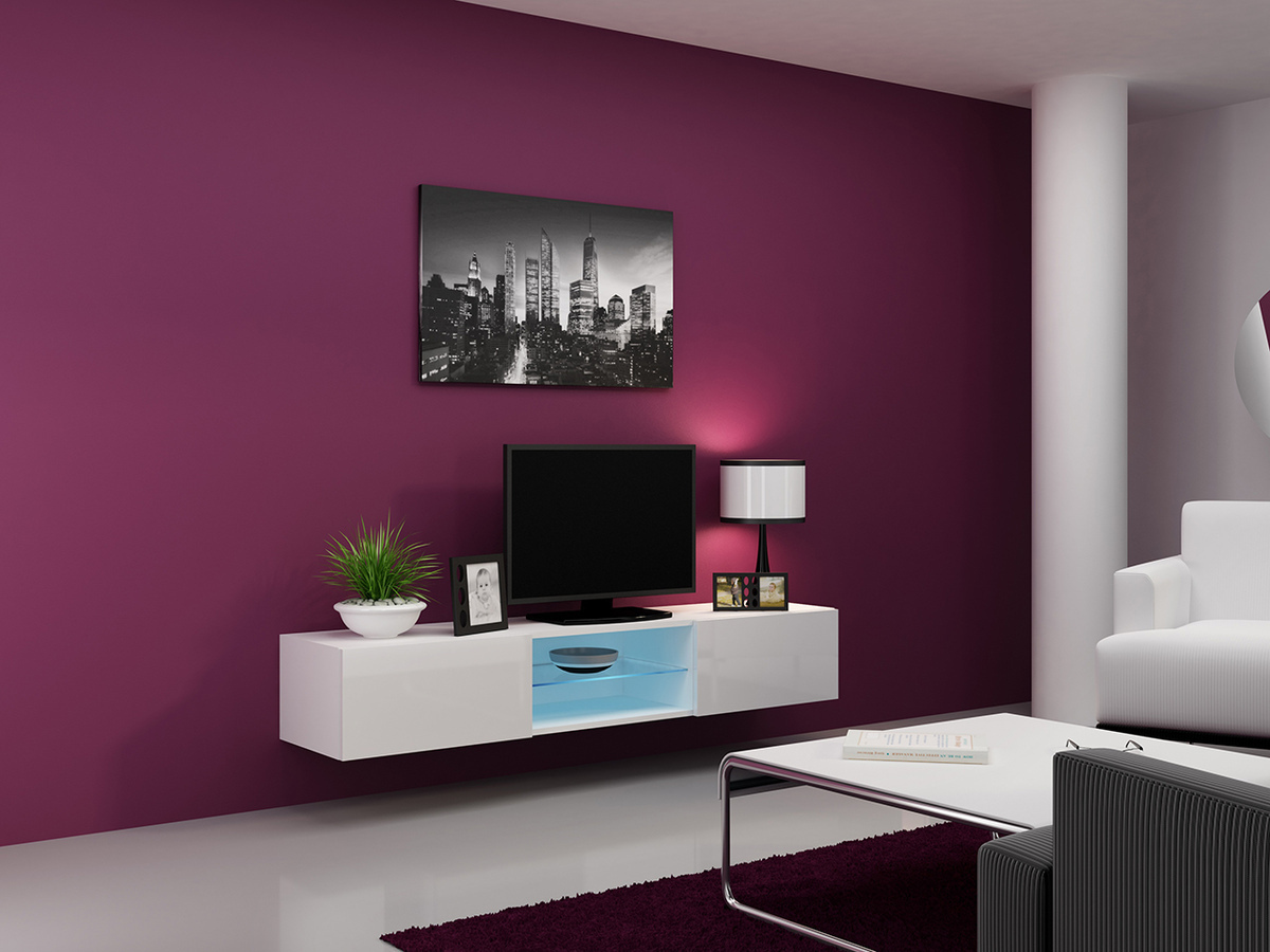 TV staliukas Venenou 124 (Balta + Blizgi balta)