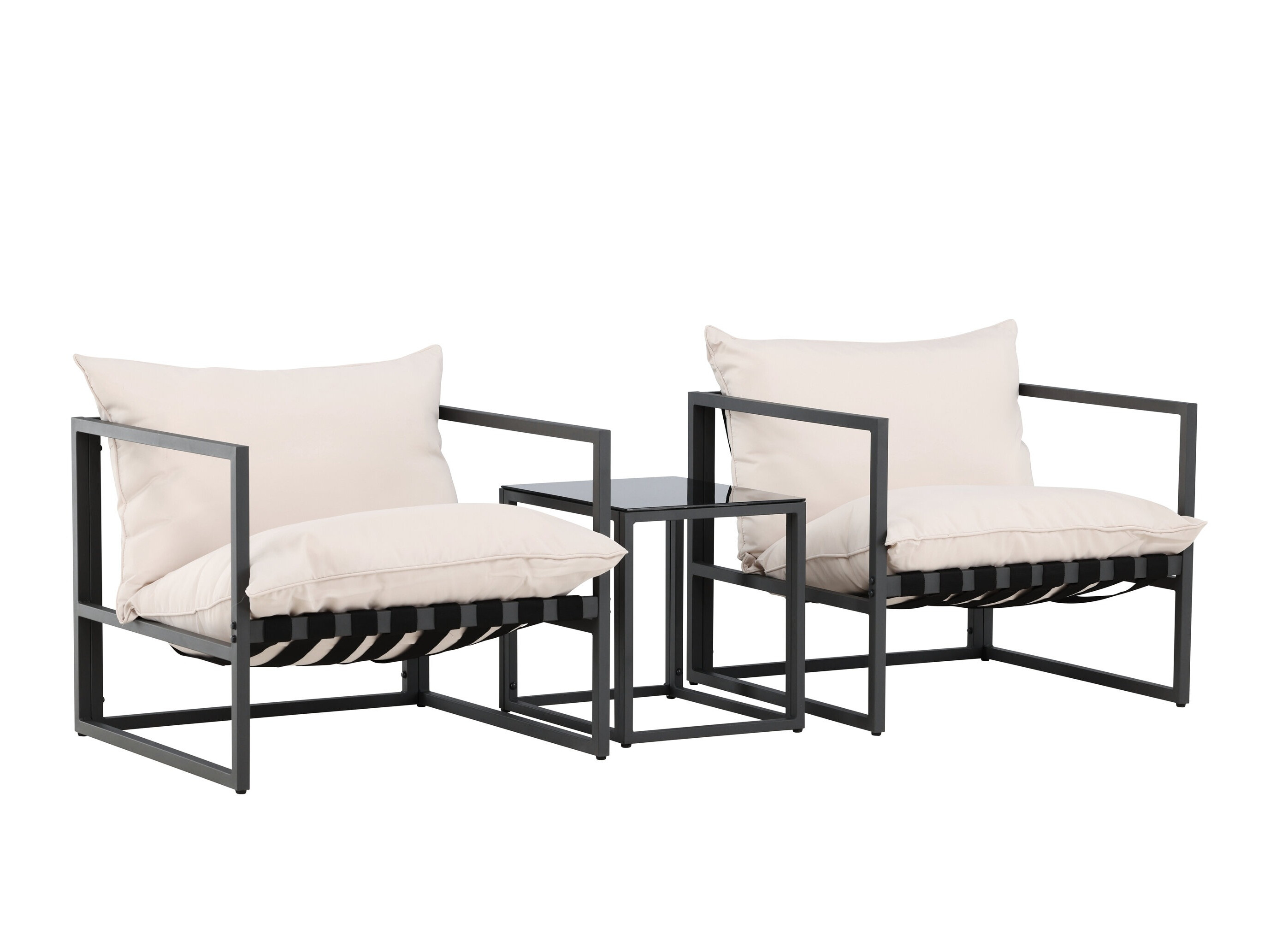 Lauko baldų komplektas Dallas 5186 (Juoda + Smėlinė)