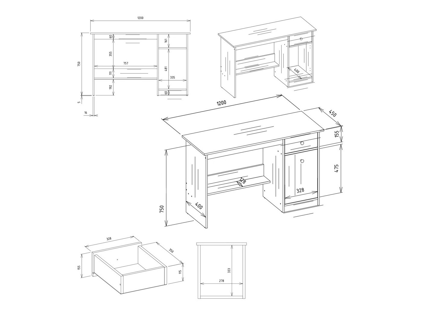 Darbo stalas Mandeville 376 (Balta)