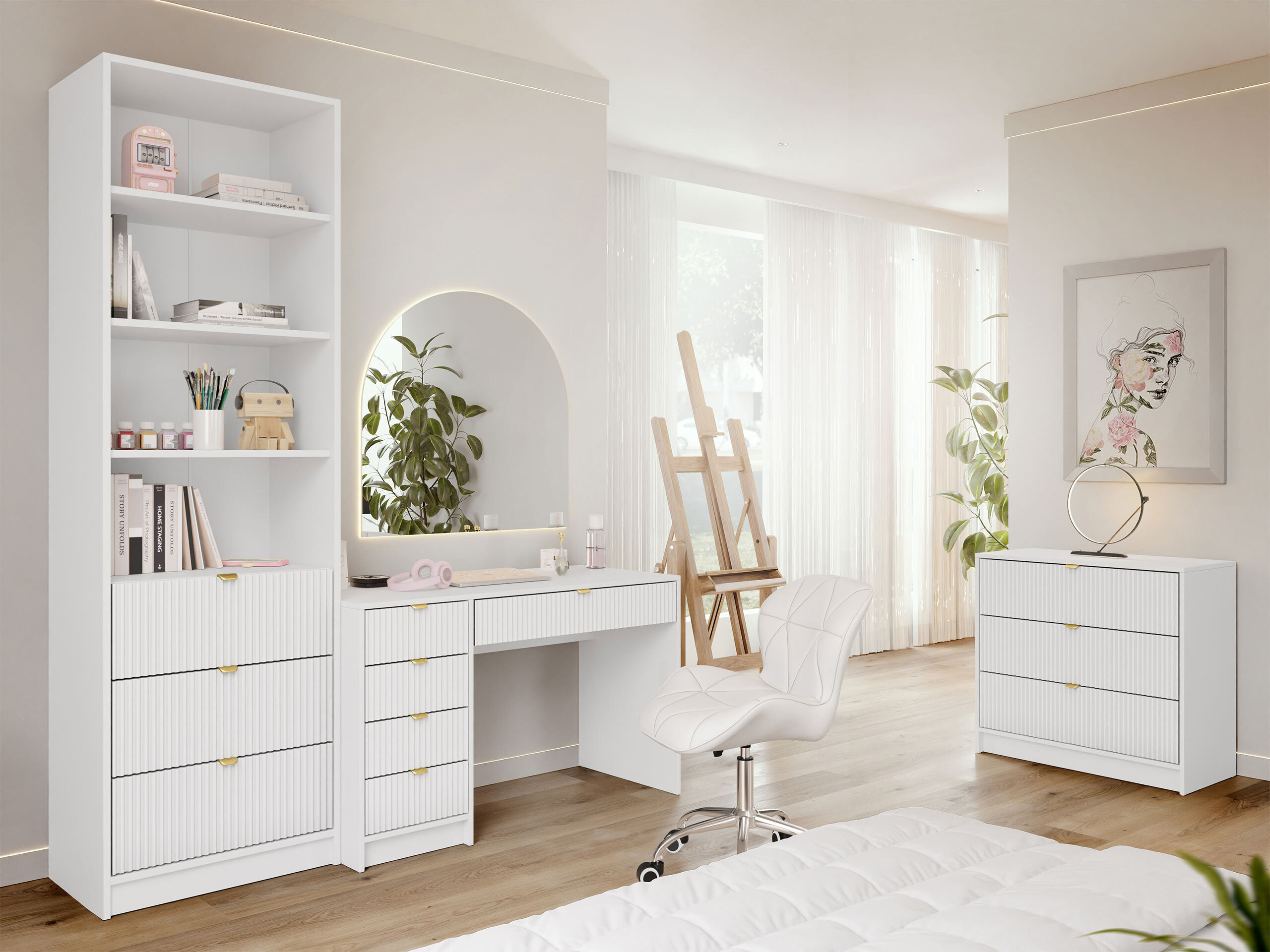 Namų biuro komplektas Comfivo Papilio V (Balta)