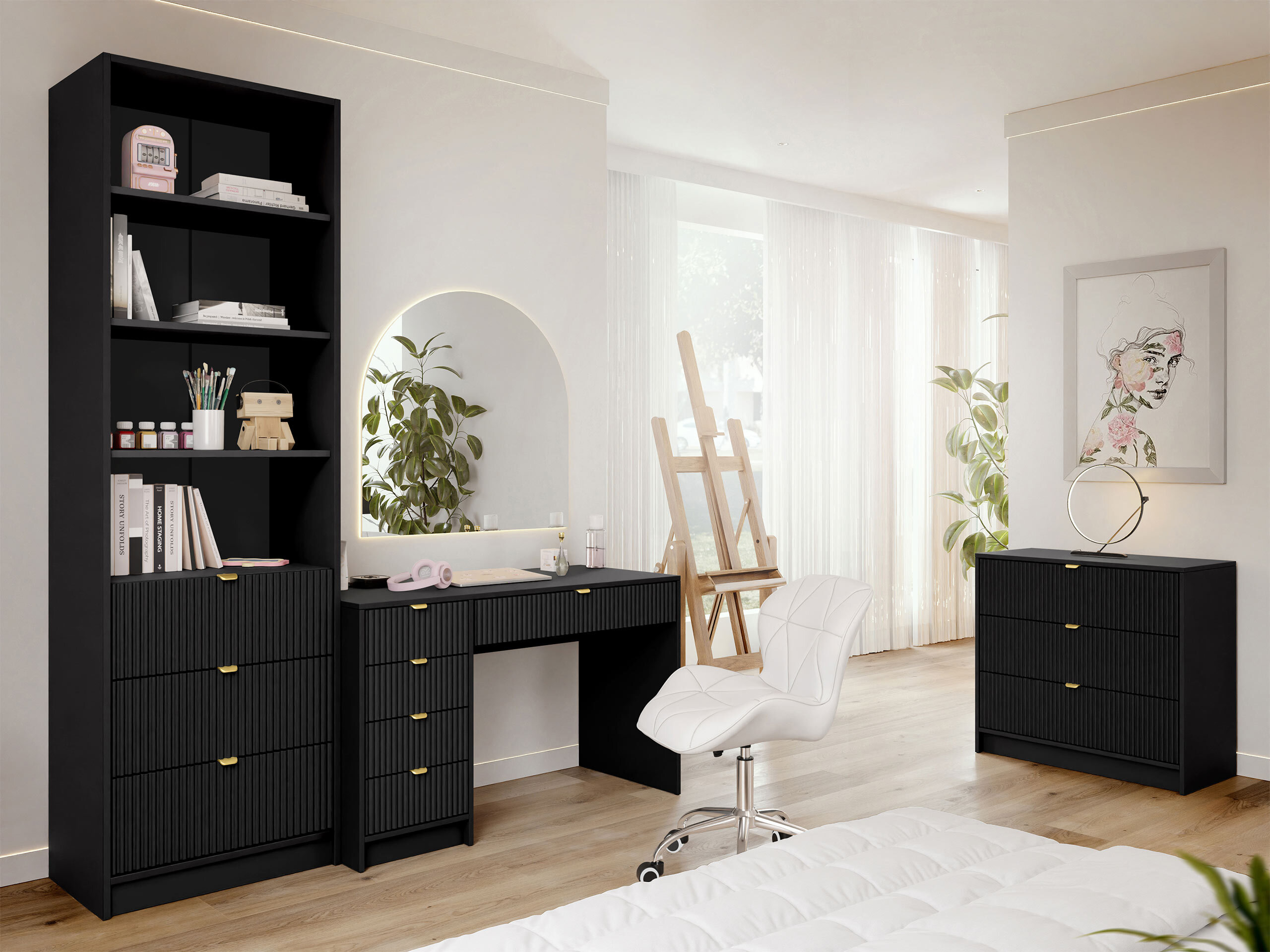Namų biuro komplektas Comfivo Papilio V (Juoda)