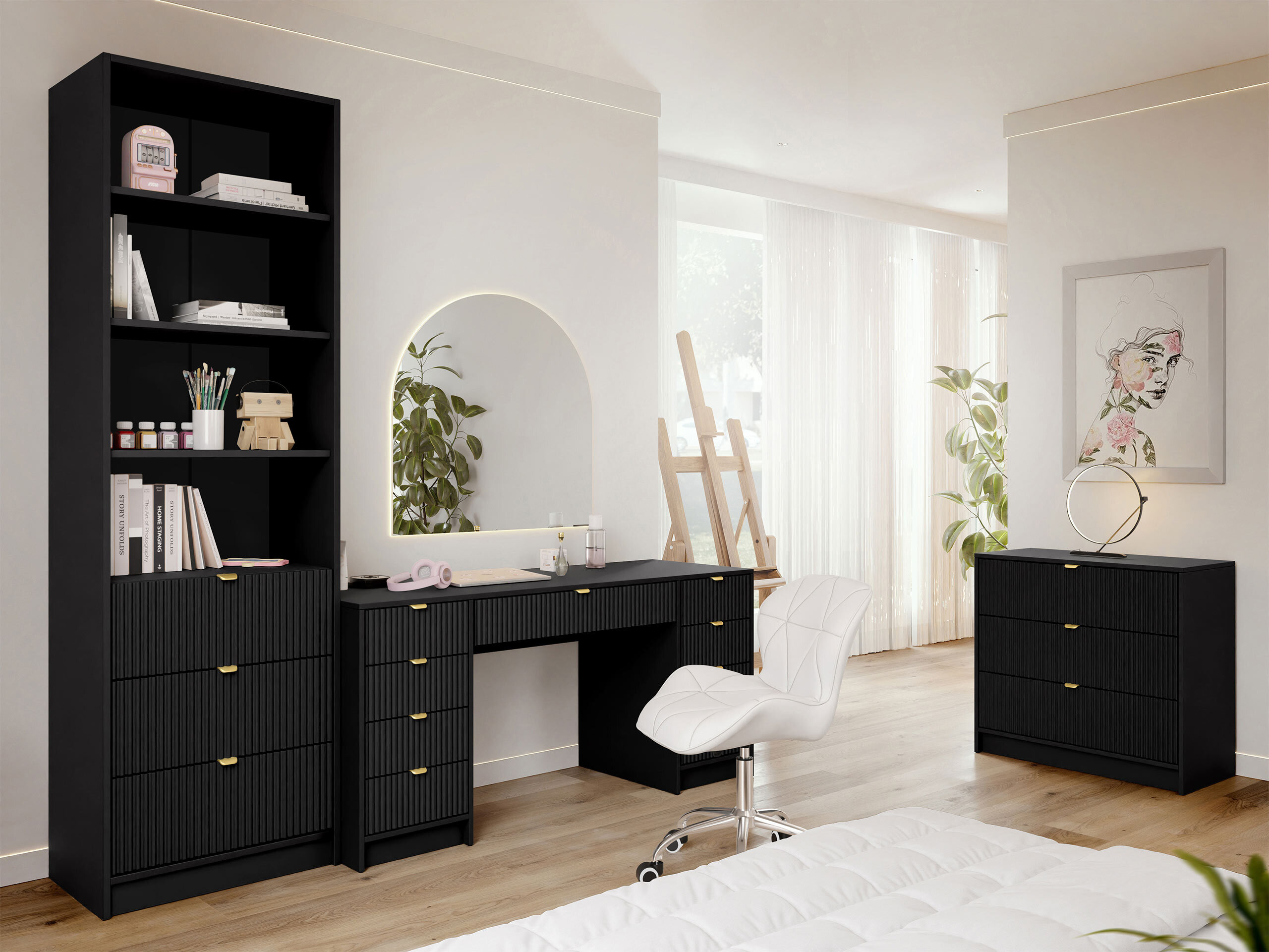 Namų biuro komplektas Comfivo Papilio VI (Juoda)