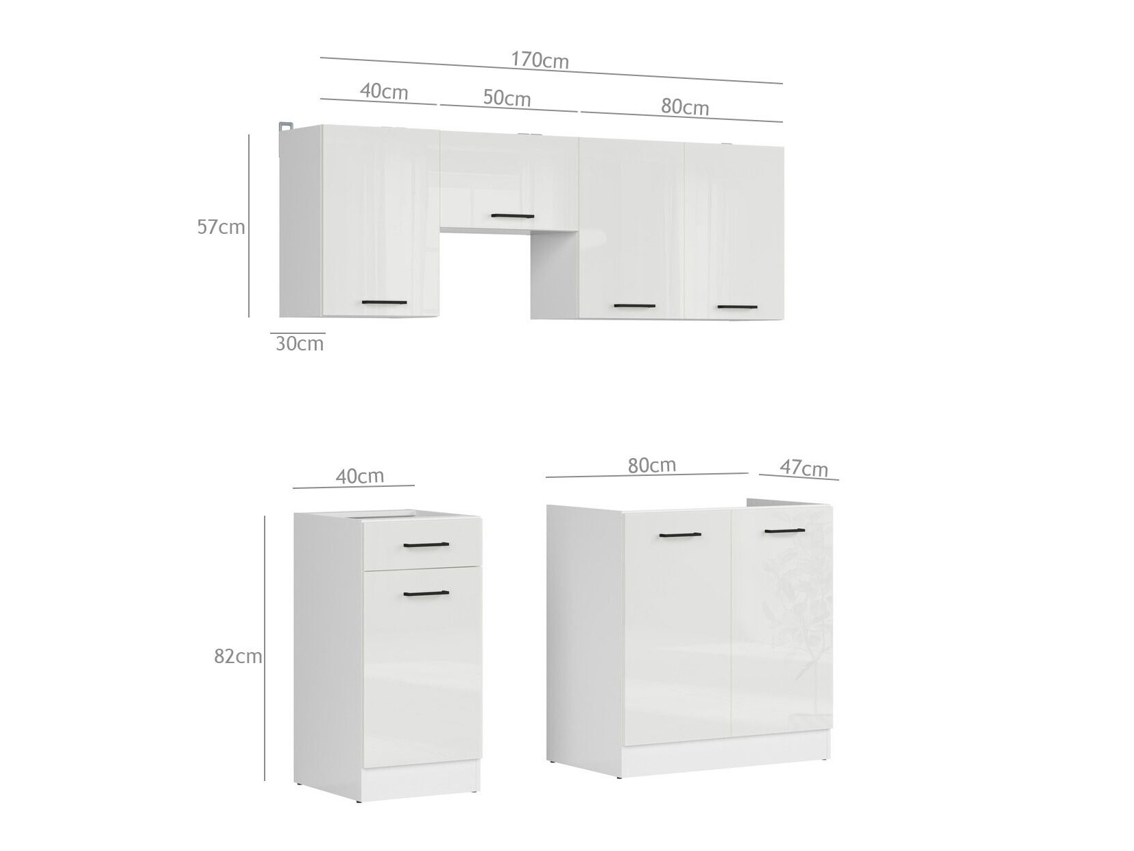 Modulinis virtuvės komplektas Line Grey 117