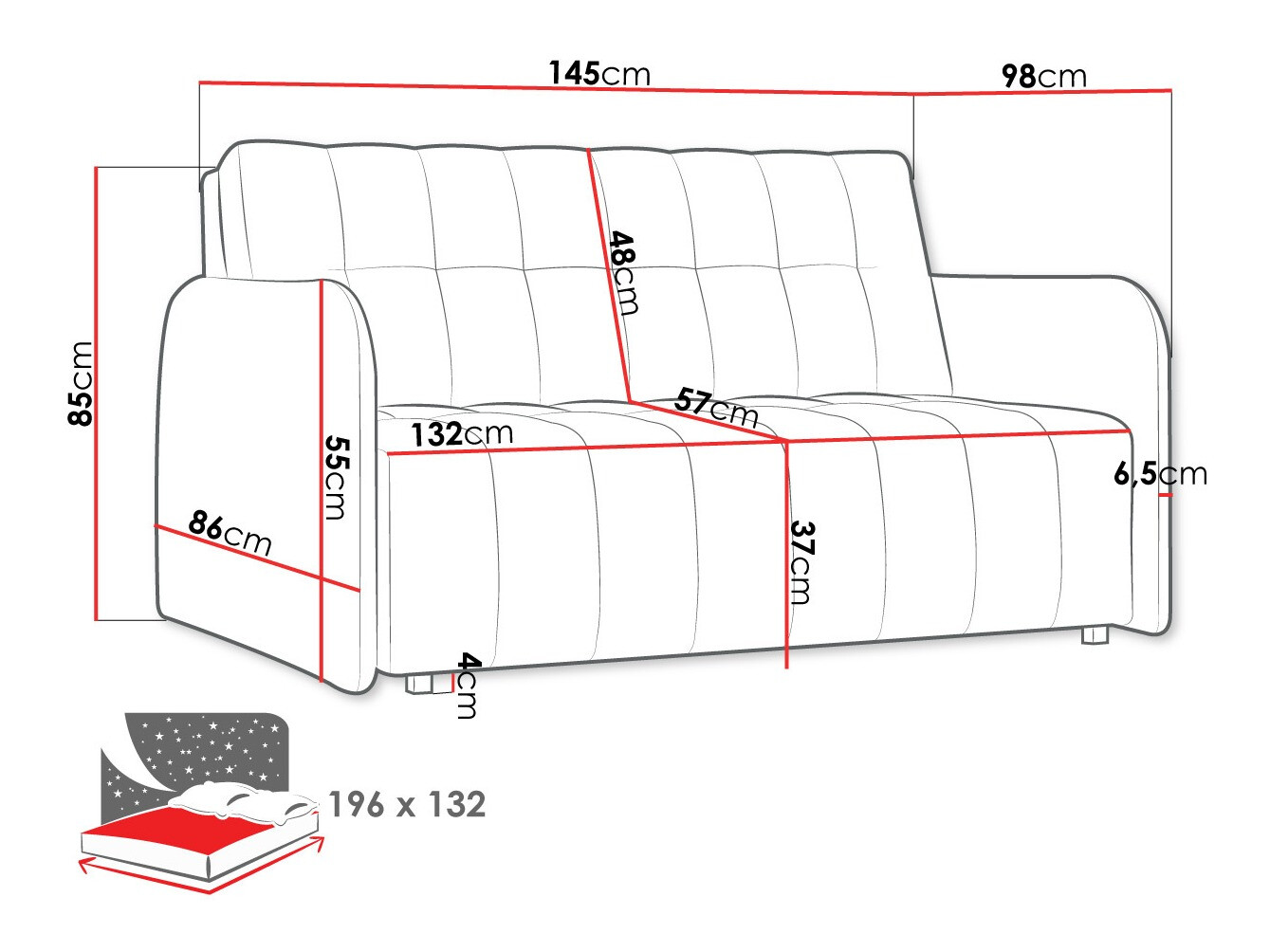 Sofa lova ST8725 su smulkiu defektu