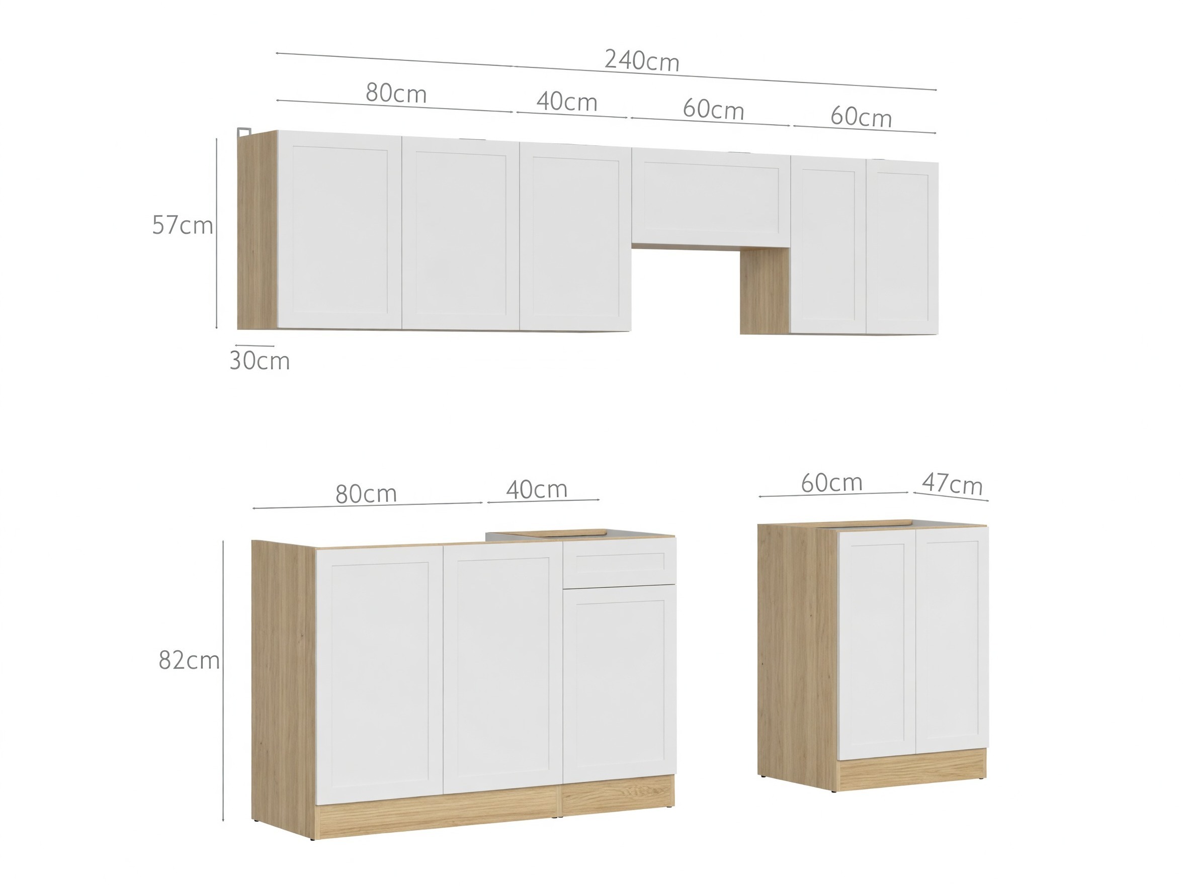 Modulinis virtuvės komplektas Classic Grey 120