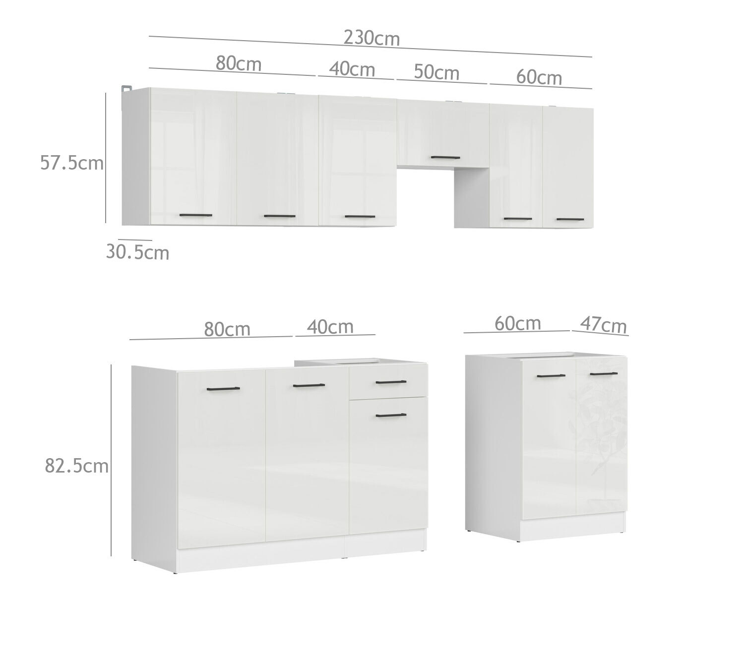 Modulinis virtuvės komplektas Line White 118