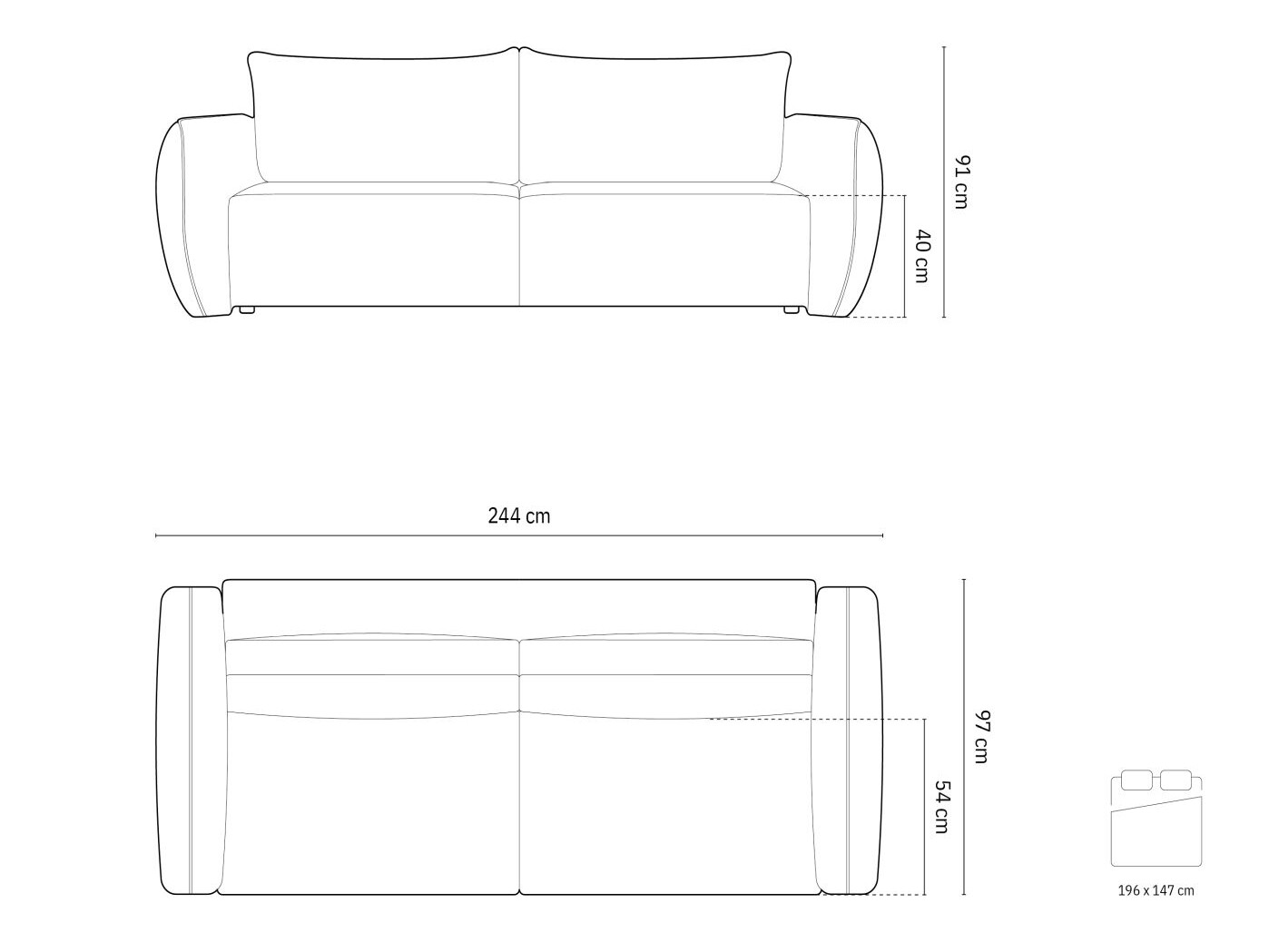 Sofa lova Belenoe 113 (Bluvel 40)