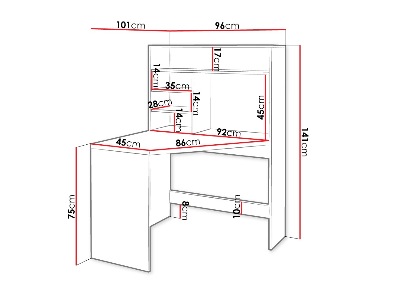 Kampinis darbo stalas Claral (Kašmyras)