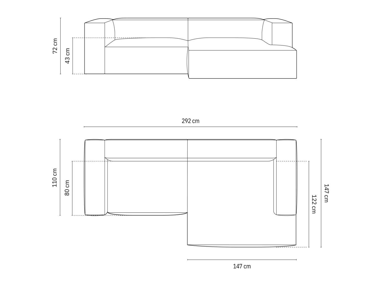 Modulinis minkštas kampas Sonsore 114 (Paris Black)