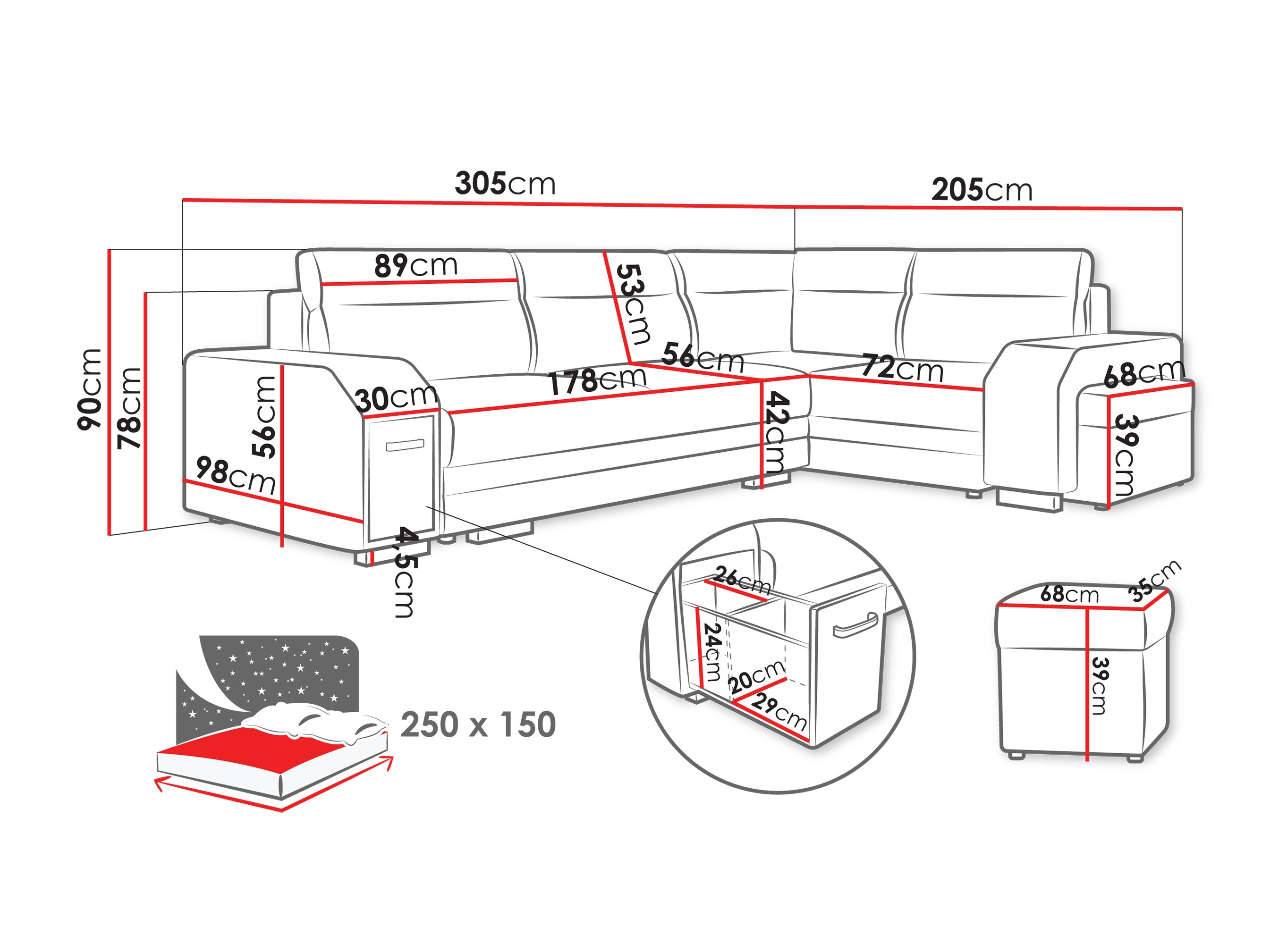 Minkštas kampas Kingsport 116 (Nazar 225.01)