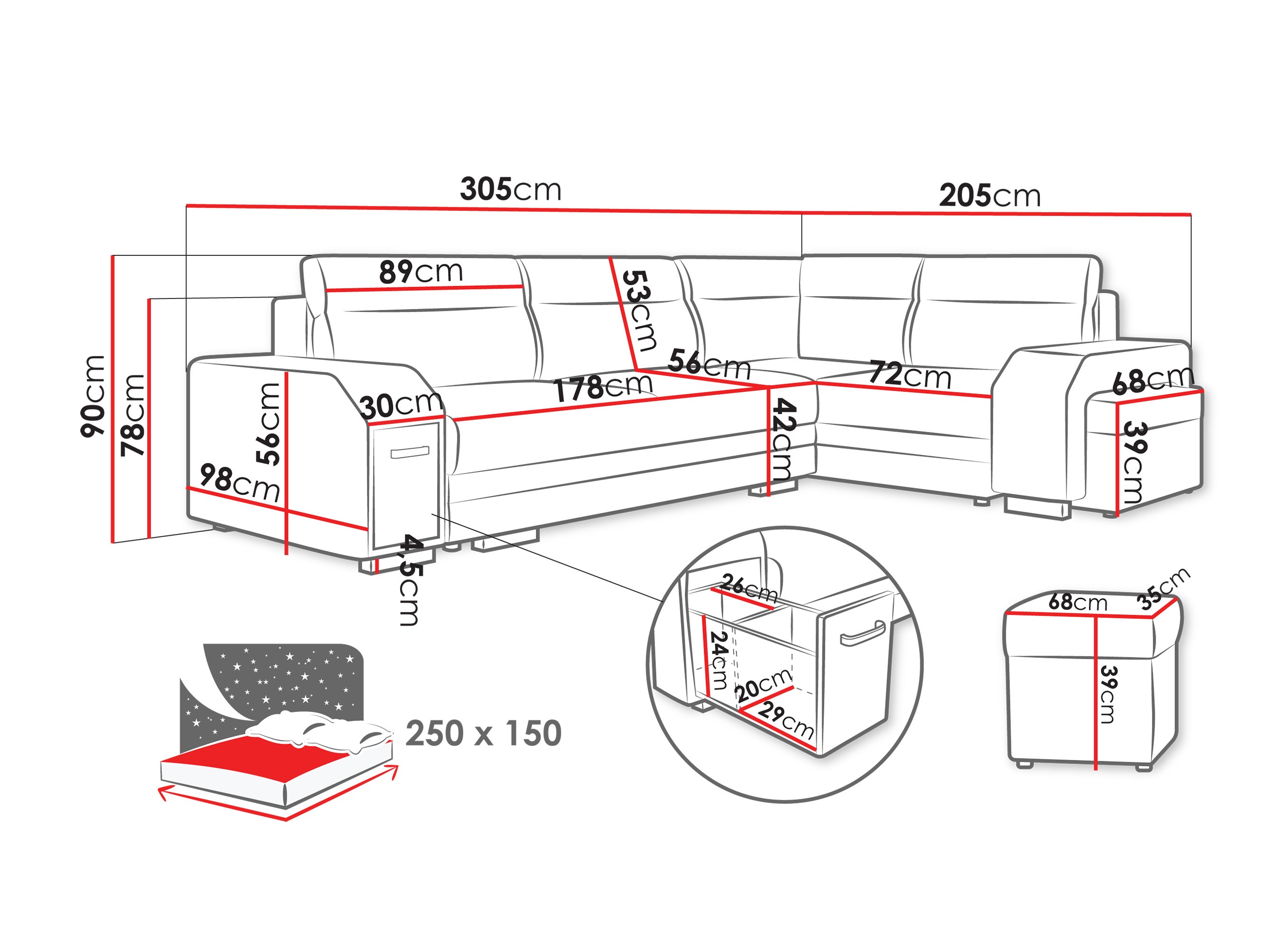 Minkštas kampas Kingsport 116 (Nazar 225.02)