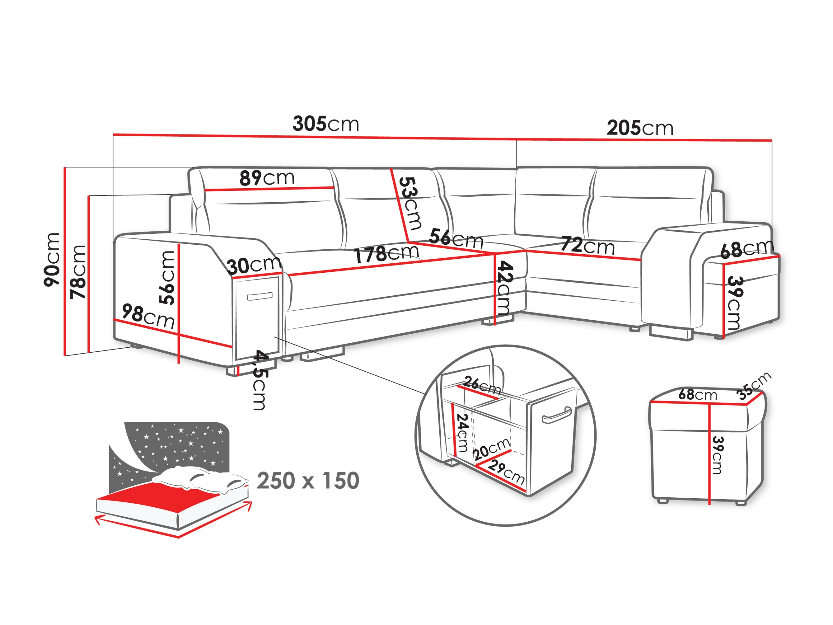 Minkštas kampas Kingsport 116 (Nazar 225.02)