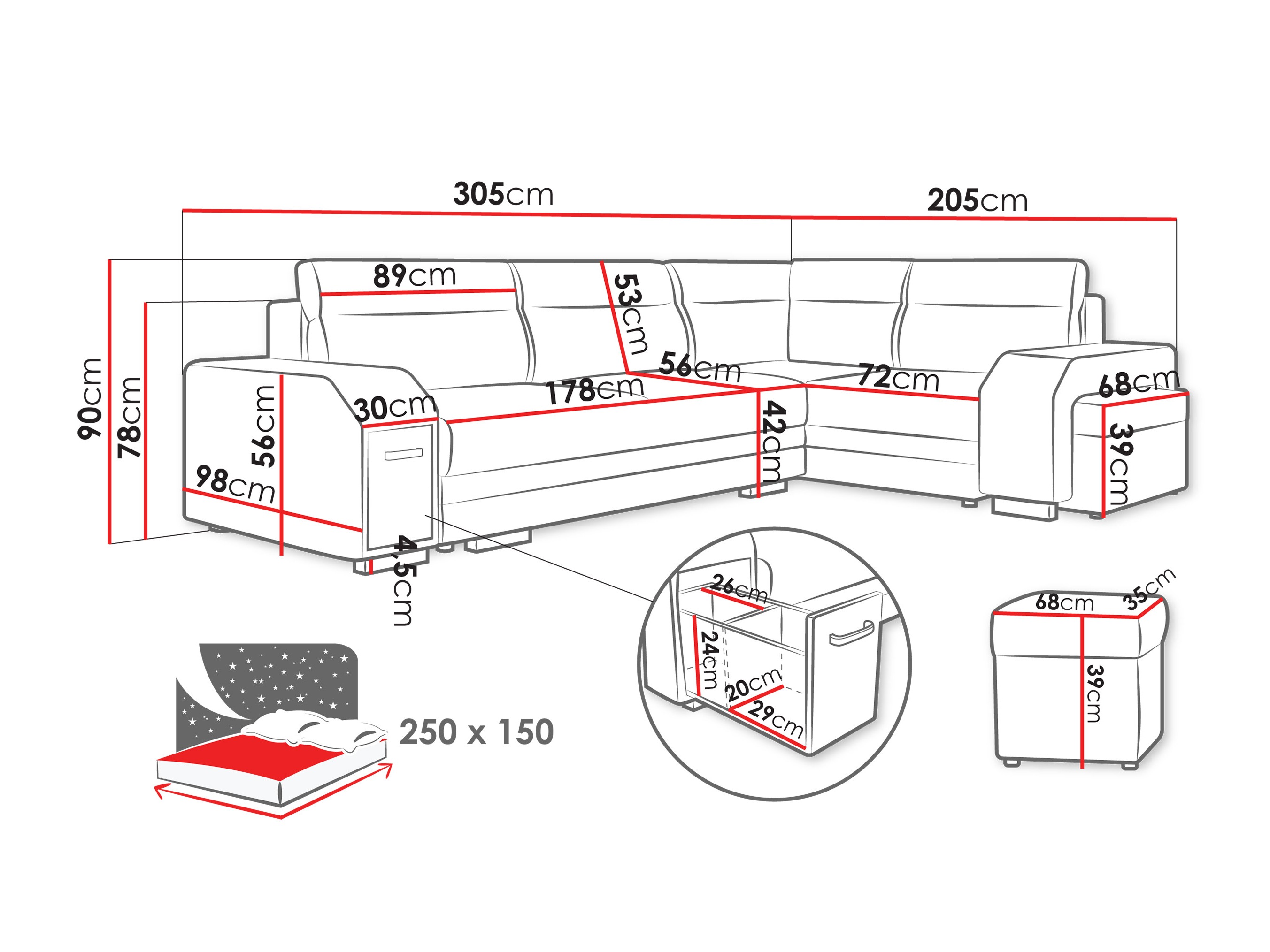 Minkštas kampas Kingsport 116 (Nazar 225.03)