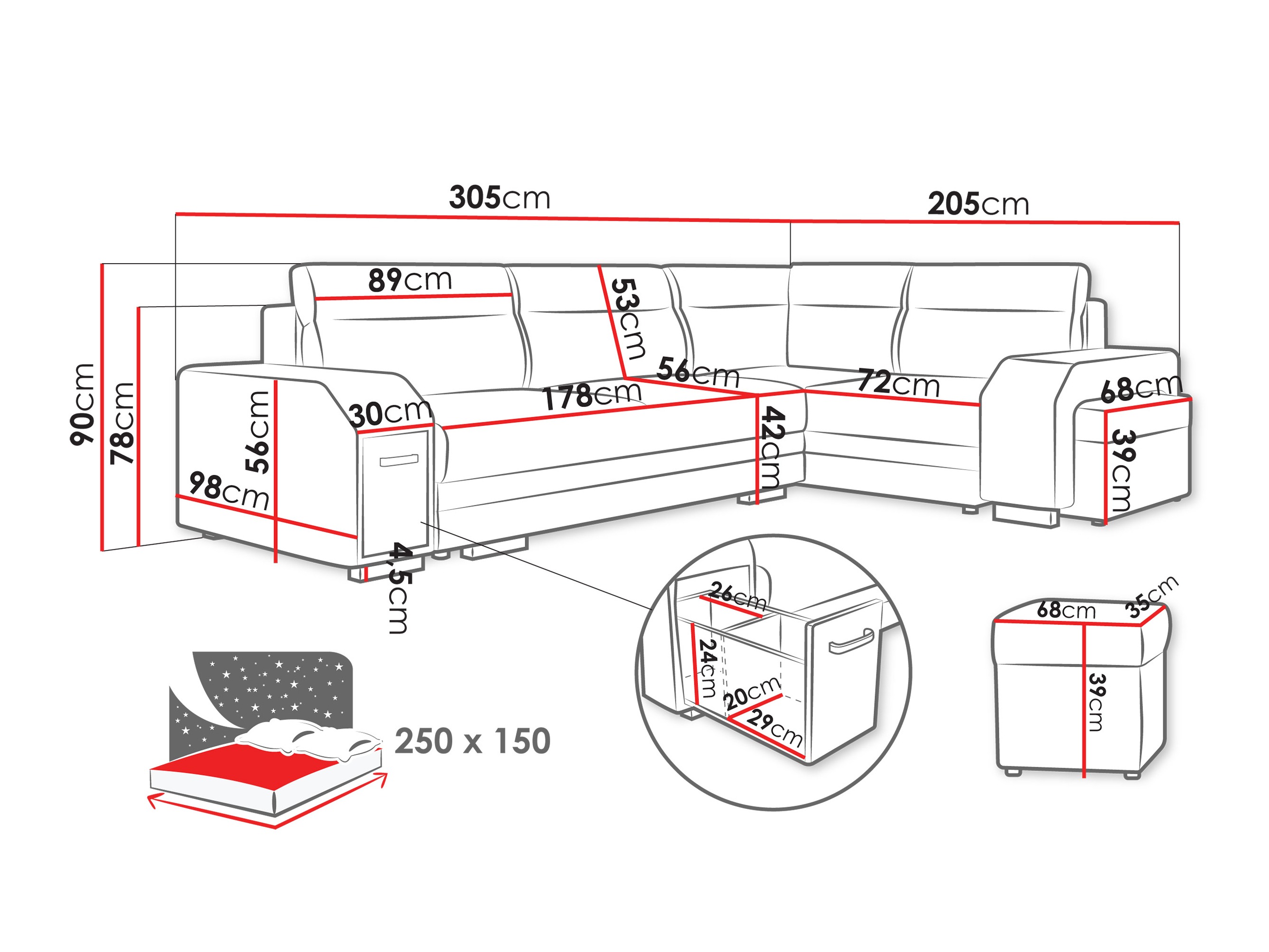 Minkštas kampas Kingsport 116 (Nazar 225.05)
